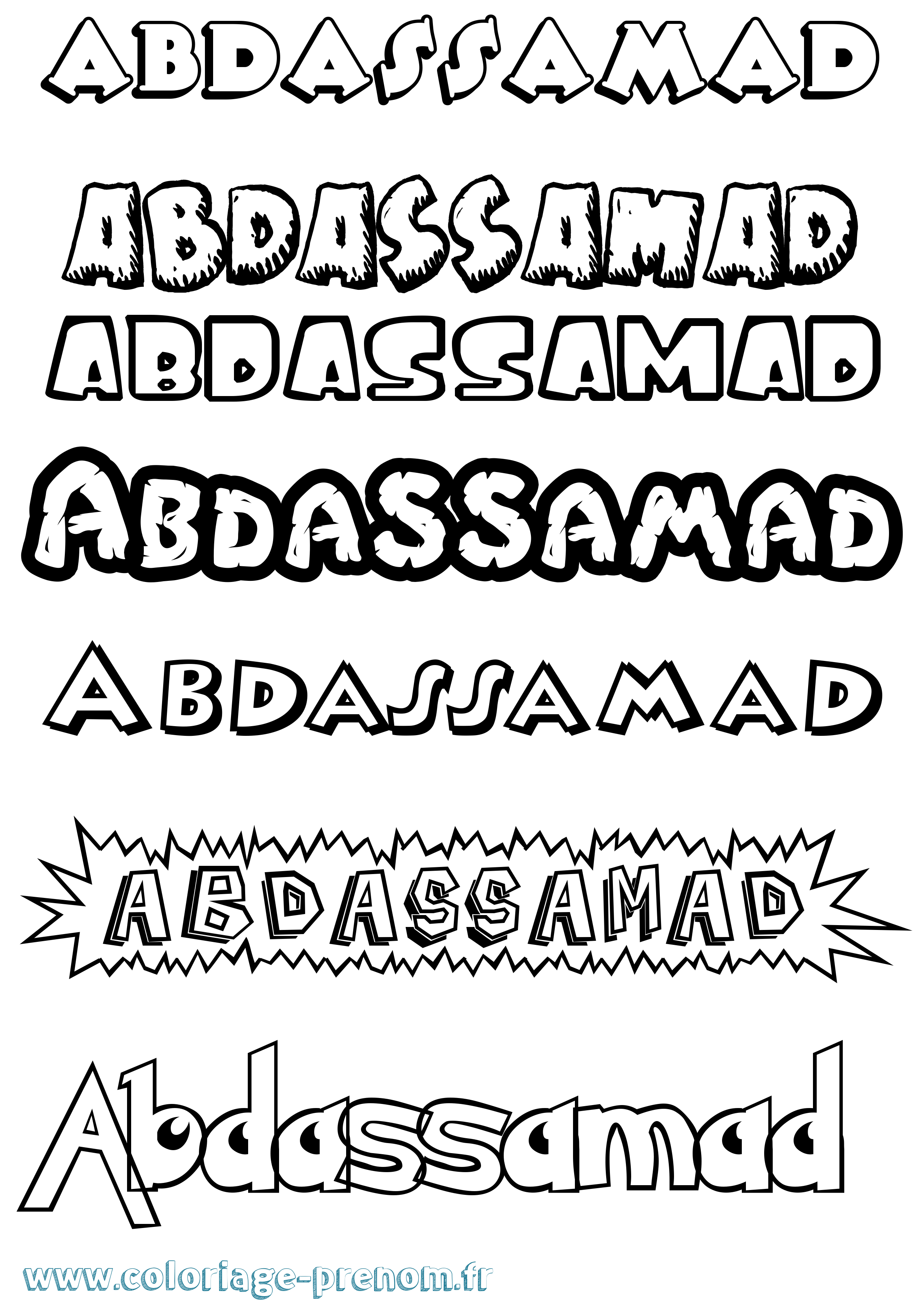 Coloriage Abdassamad Dessin Animé Coloriage prénom Abdassamad Dessin Animé