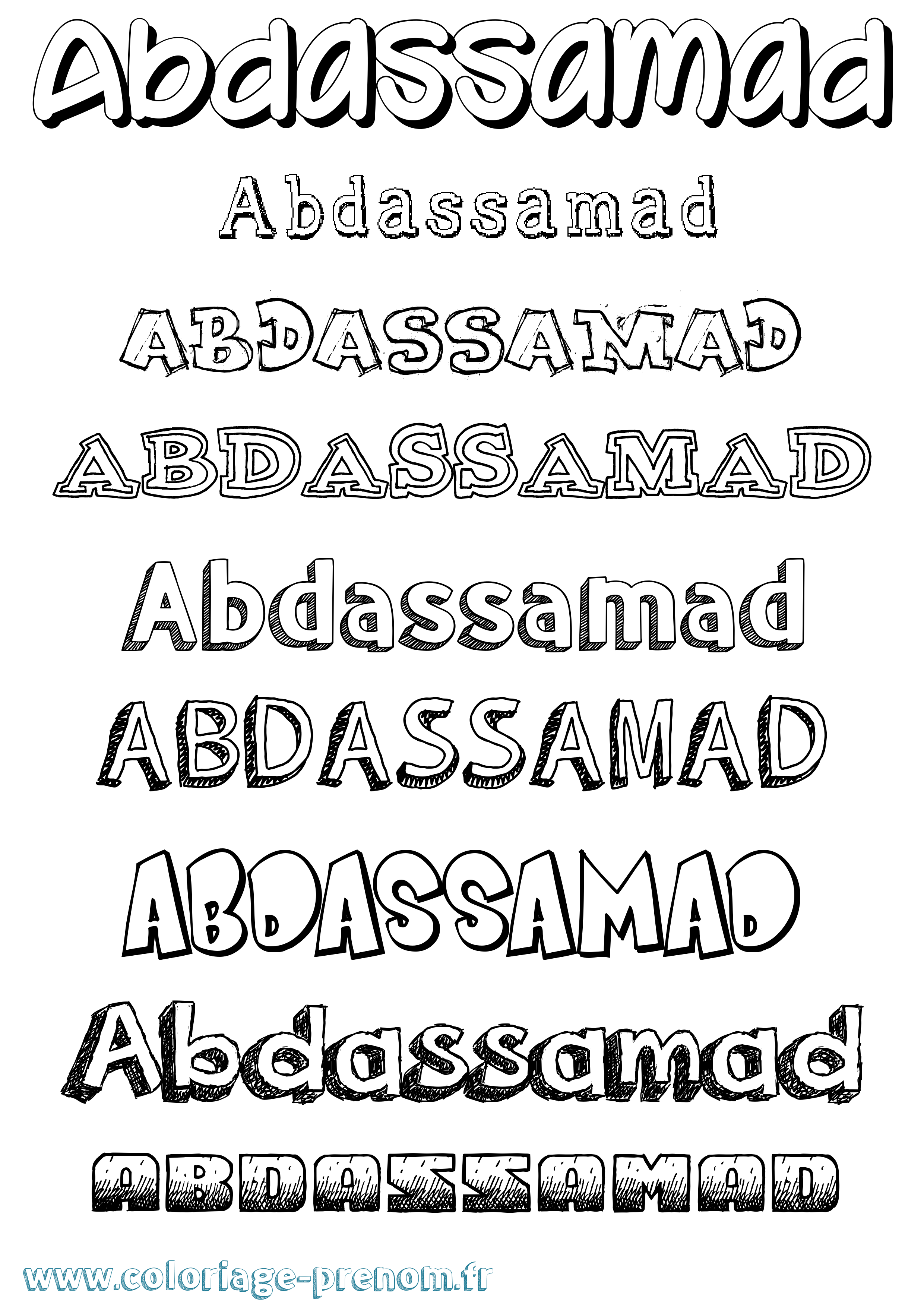 Coloriage Abdassamad Dessiné Coloriage prénom Abdassamad Dessiné