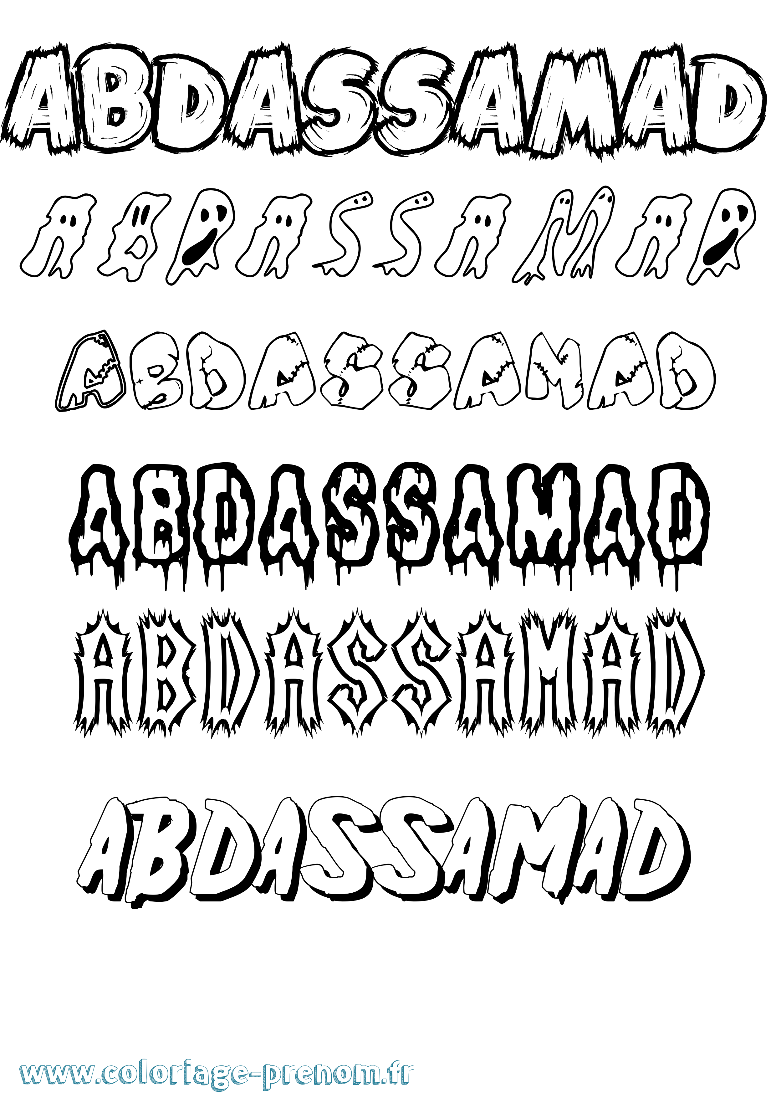 Coloriage Abdassamad Frisson Coloriage prénom Abdassamad Frisson