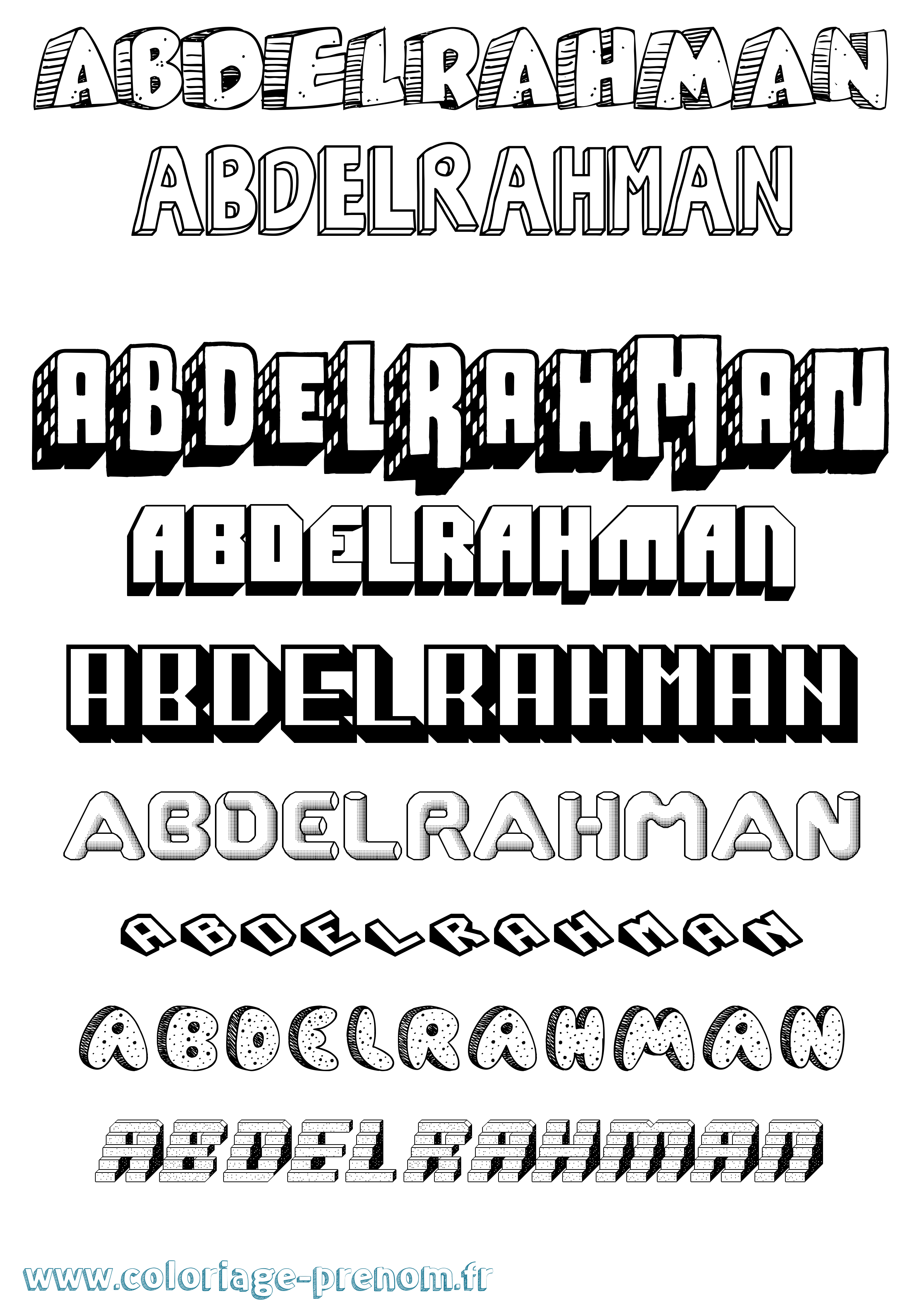 Coloriage Abdelrahman Effet 3D Coloriage prénom Abdelrahman Effet 3D