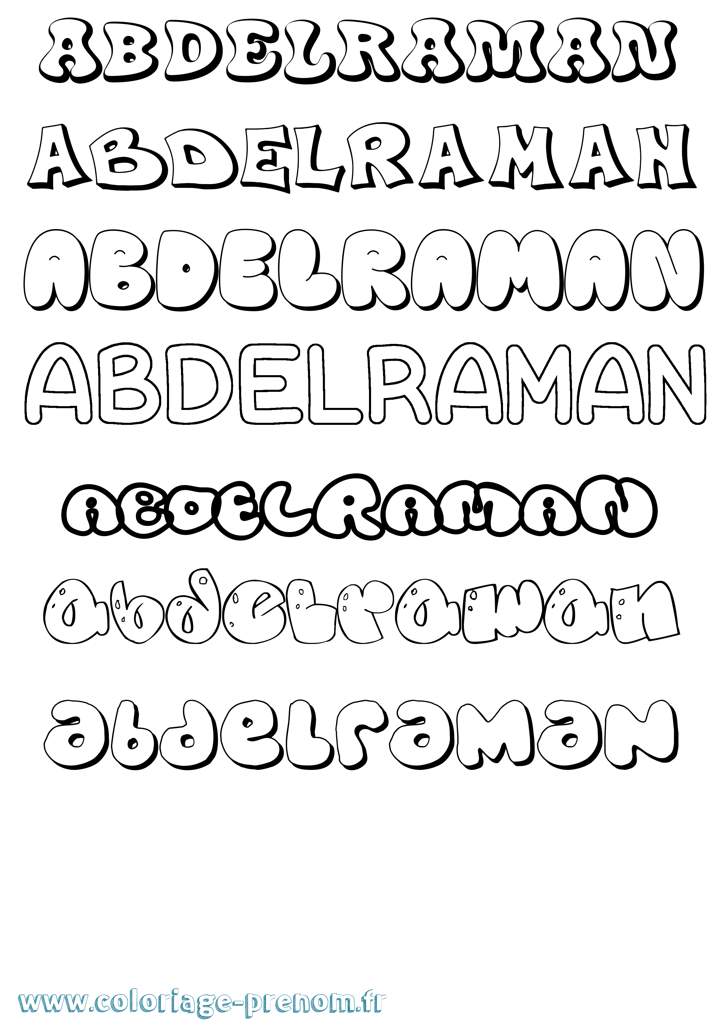Coloriage Abdelraman Bubble Coloriage prénom Abdelraman Bubble