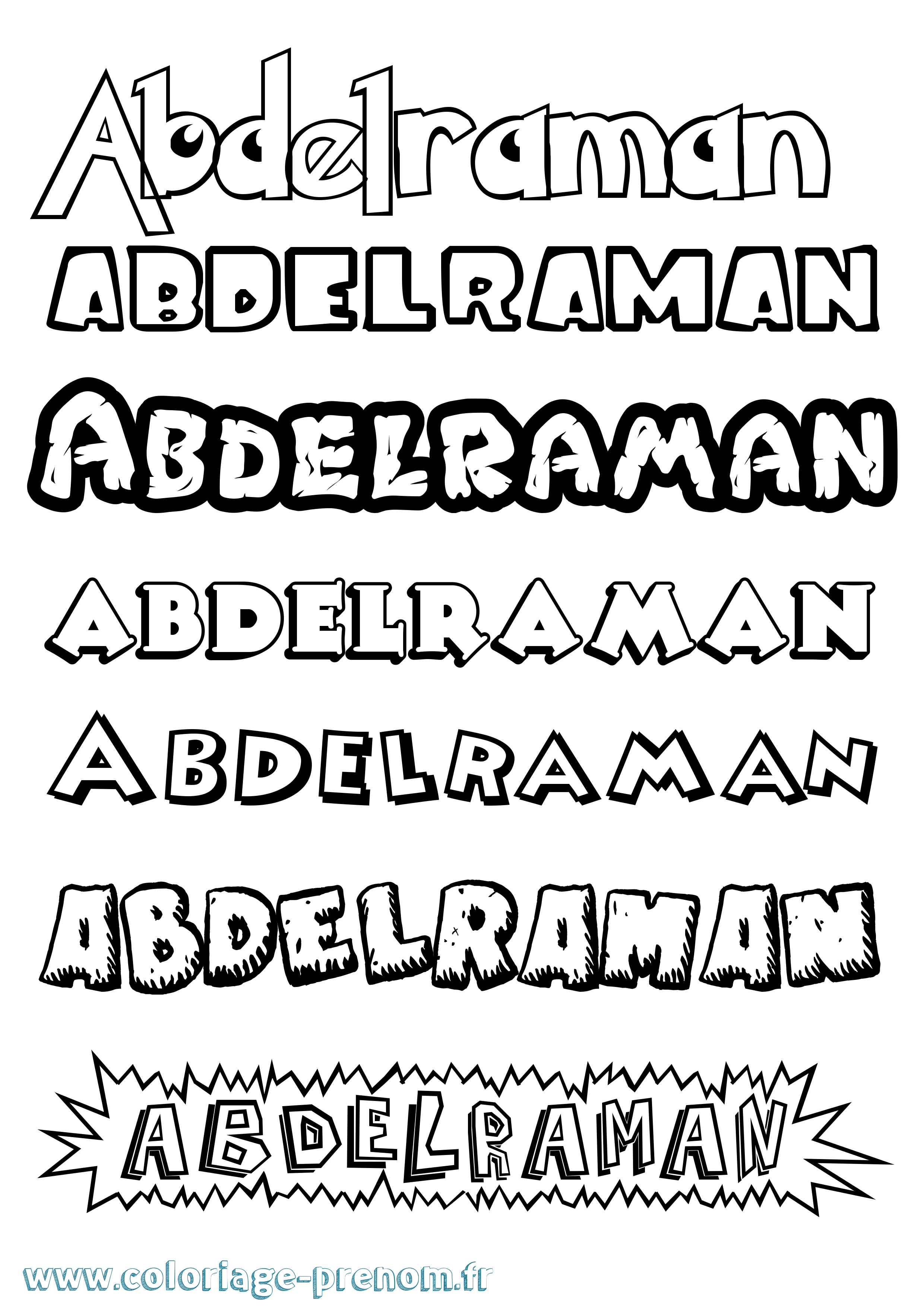 Coloriage Abdelraman Dessin Animé Coloriage prénom Abdelraman Dessin Animé