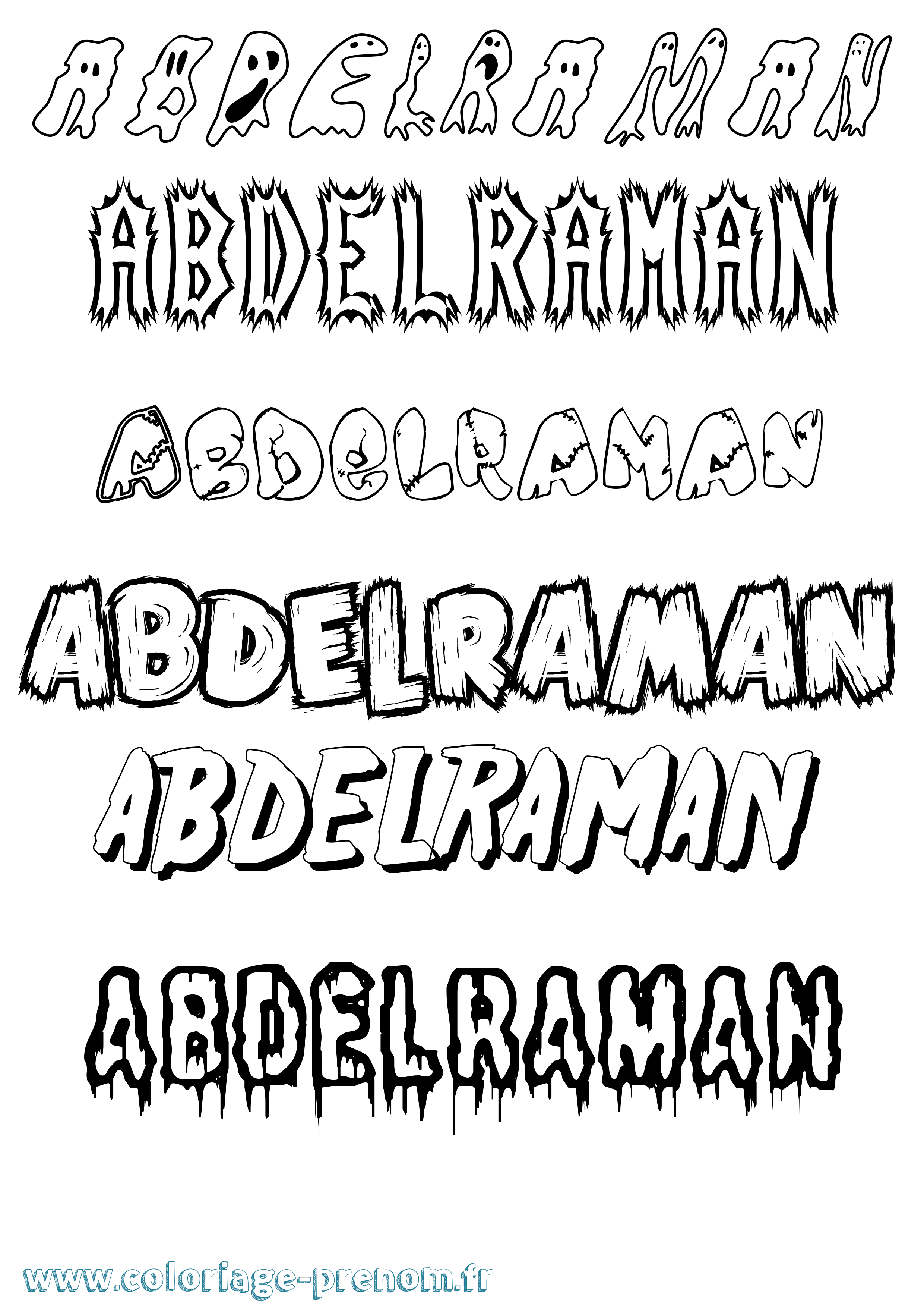 Coloriage Abdelraman Frisson Coloriage prénom Abdelraman Frisson