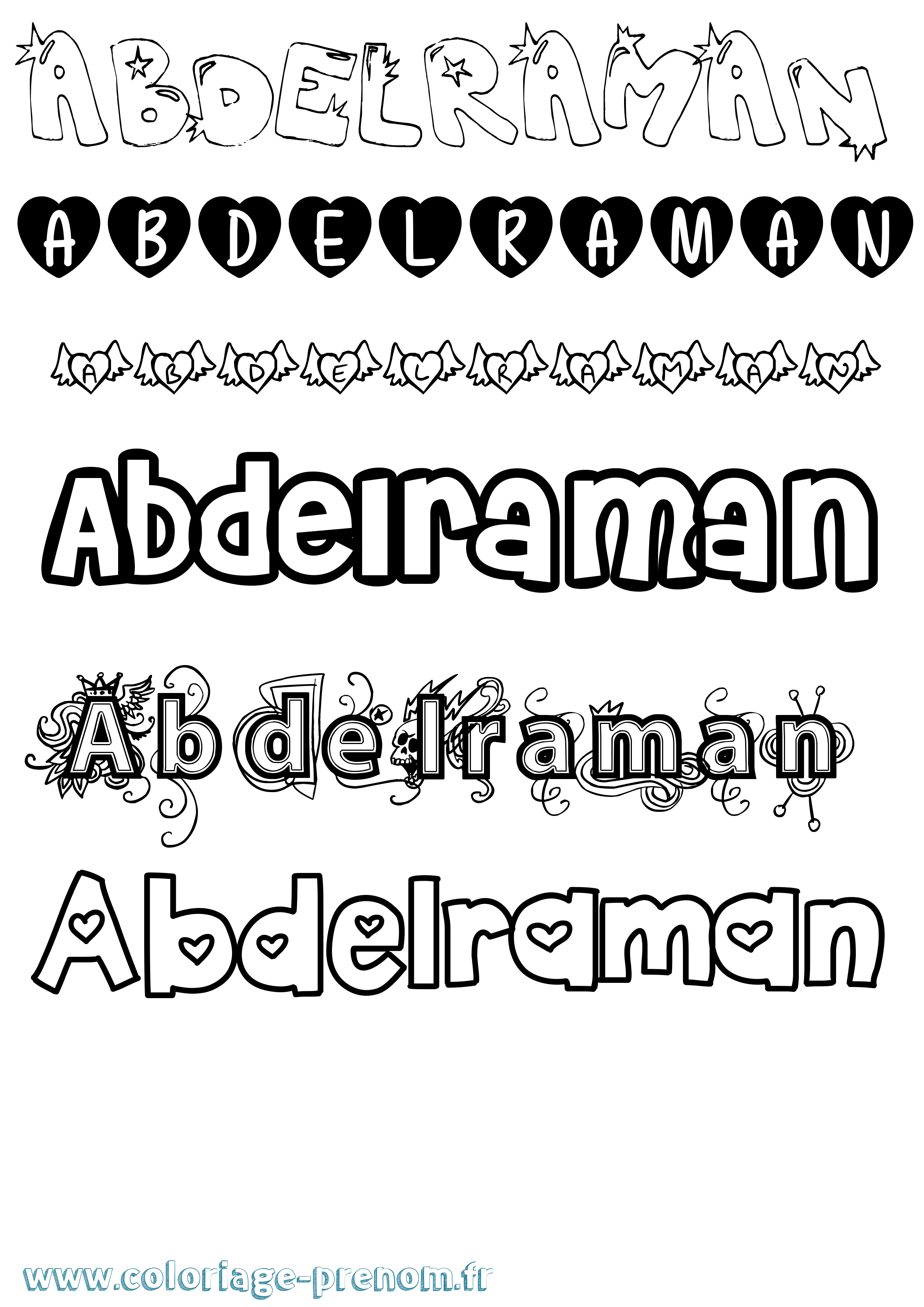 Coloriage Abdelraman Girly Coloriage prénom Abdelraman Girly