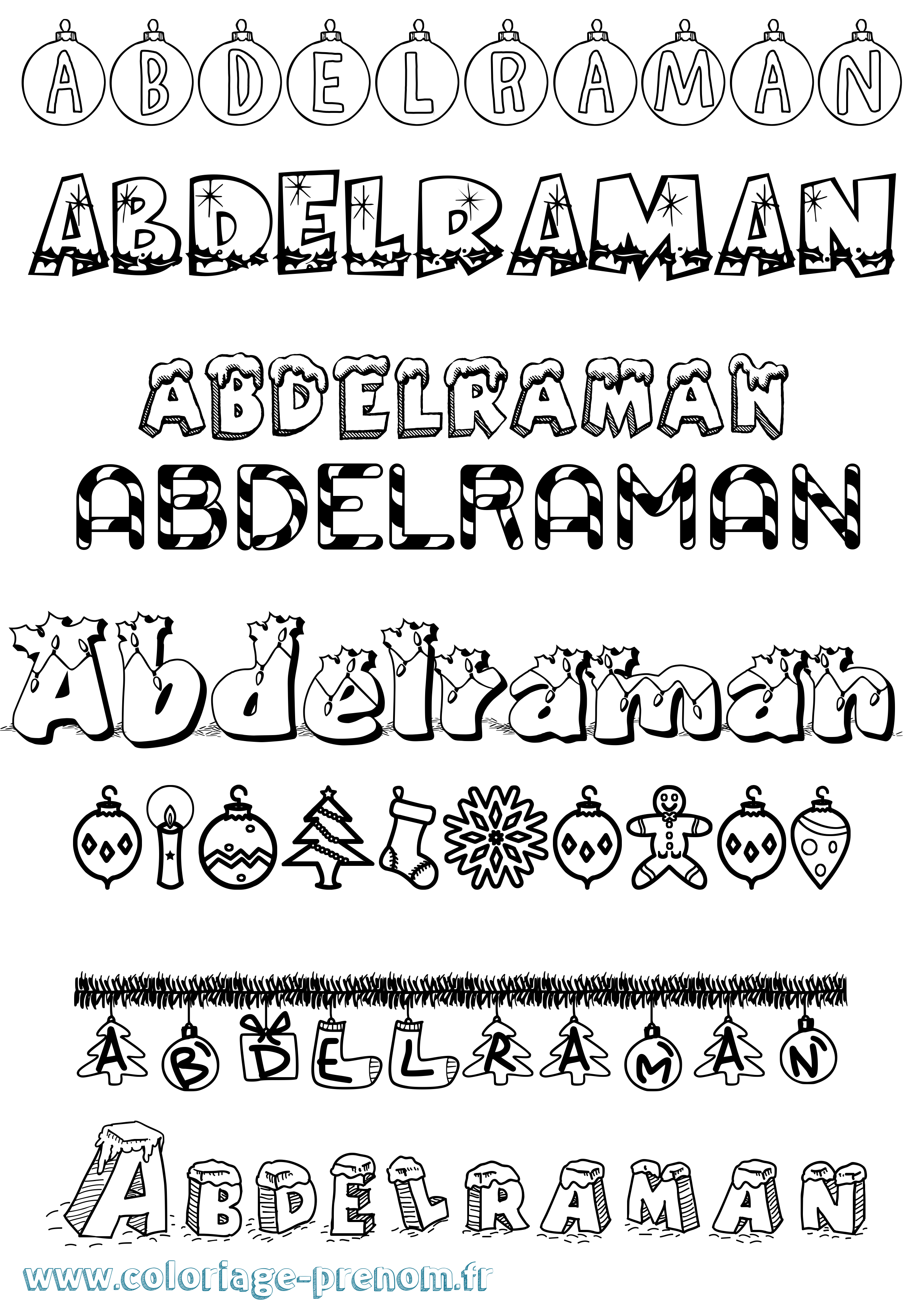 Coloriage Abdelraman Noël Coloriage prénom Abdelraman Noël