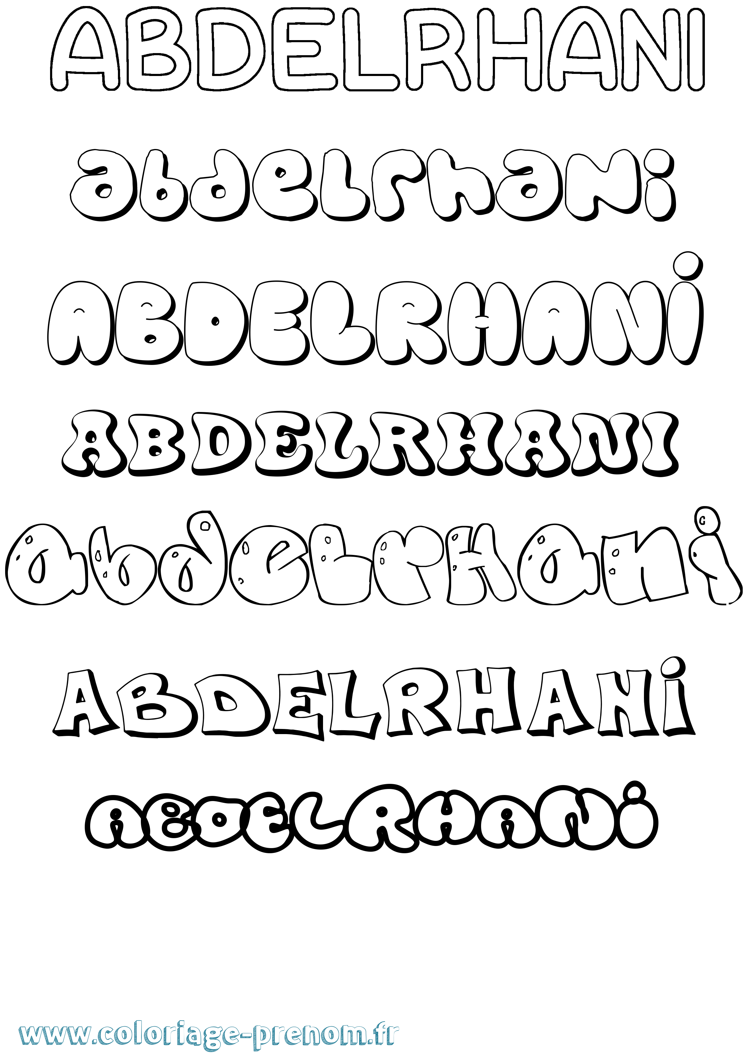 Coloriage Abdelrhani Bubble Coloriage prénom Abdelrhani Bubble