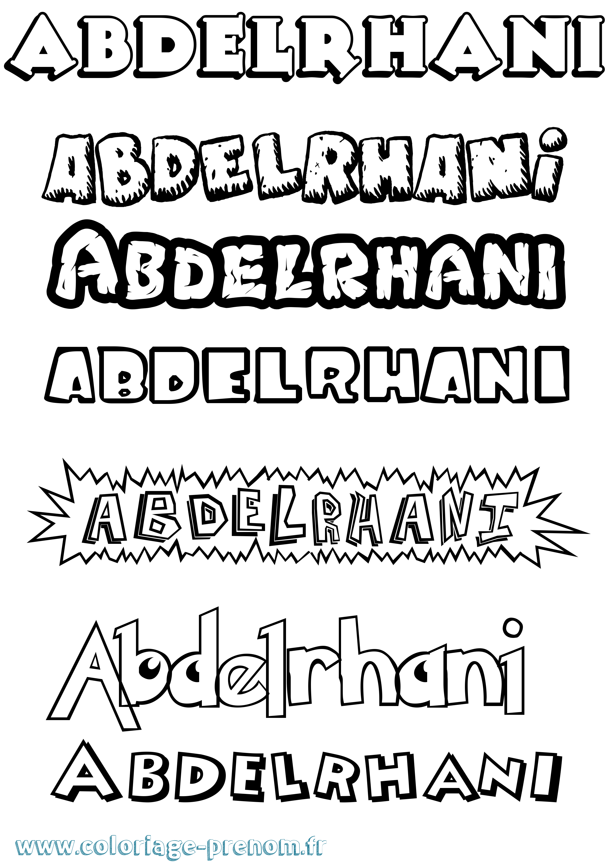 Coloriage Abdelrhani Dessin Animé Coloriage prénom Abdelrhani Dessin Animé