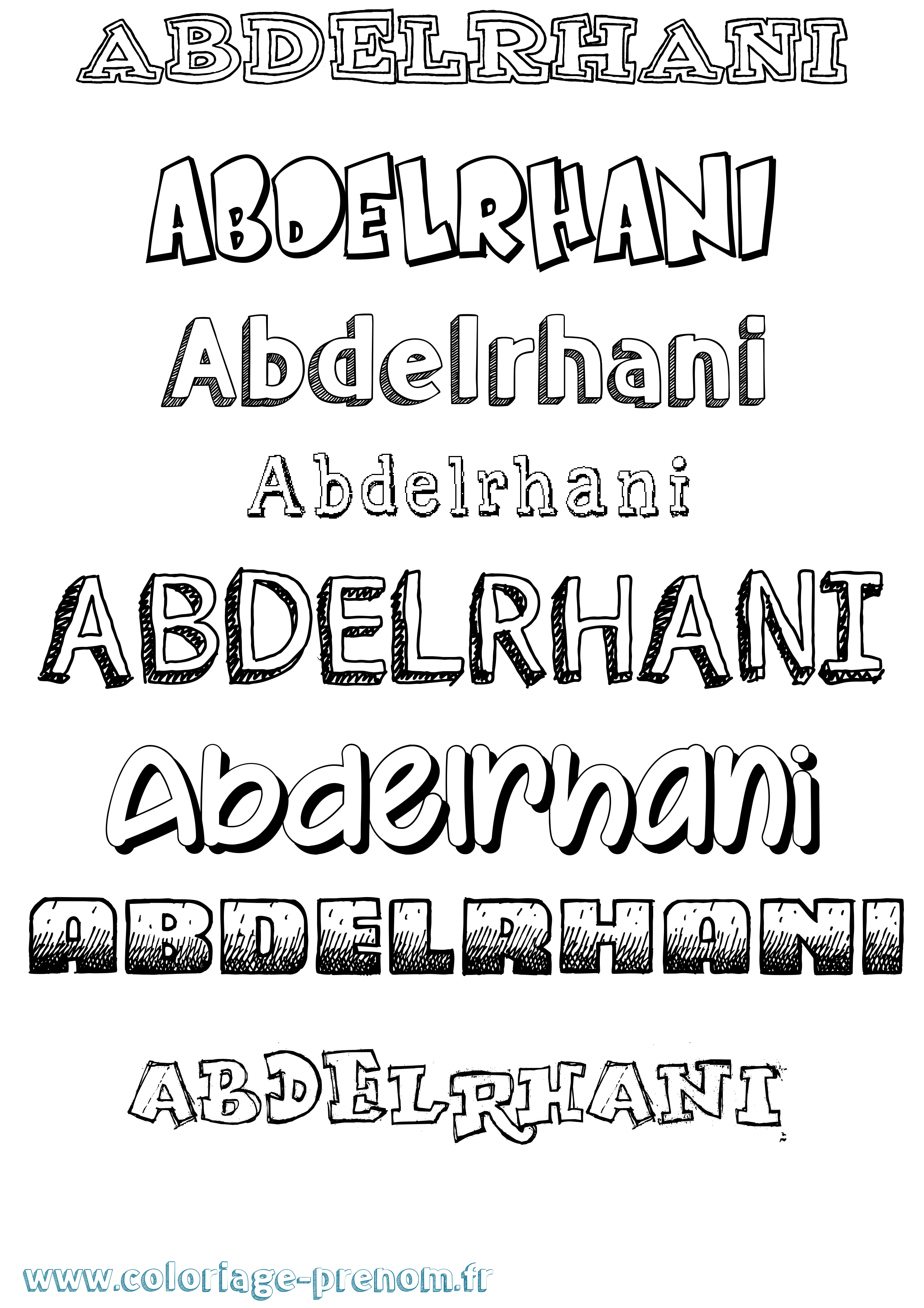 Coloriage Abdelrhani Dessiné Coloriage prénom Abdelrhani Dessiné