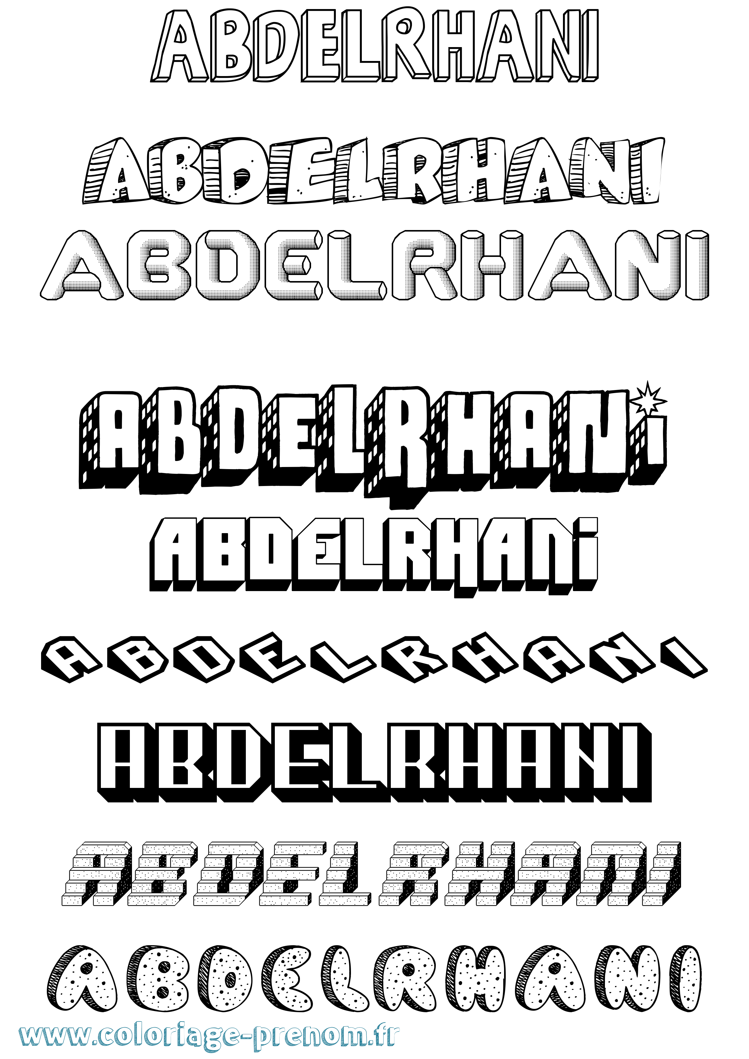Coloriage Abdelrhani Effet 3D Coloriage prénom Abdelrhani Effet 3D