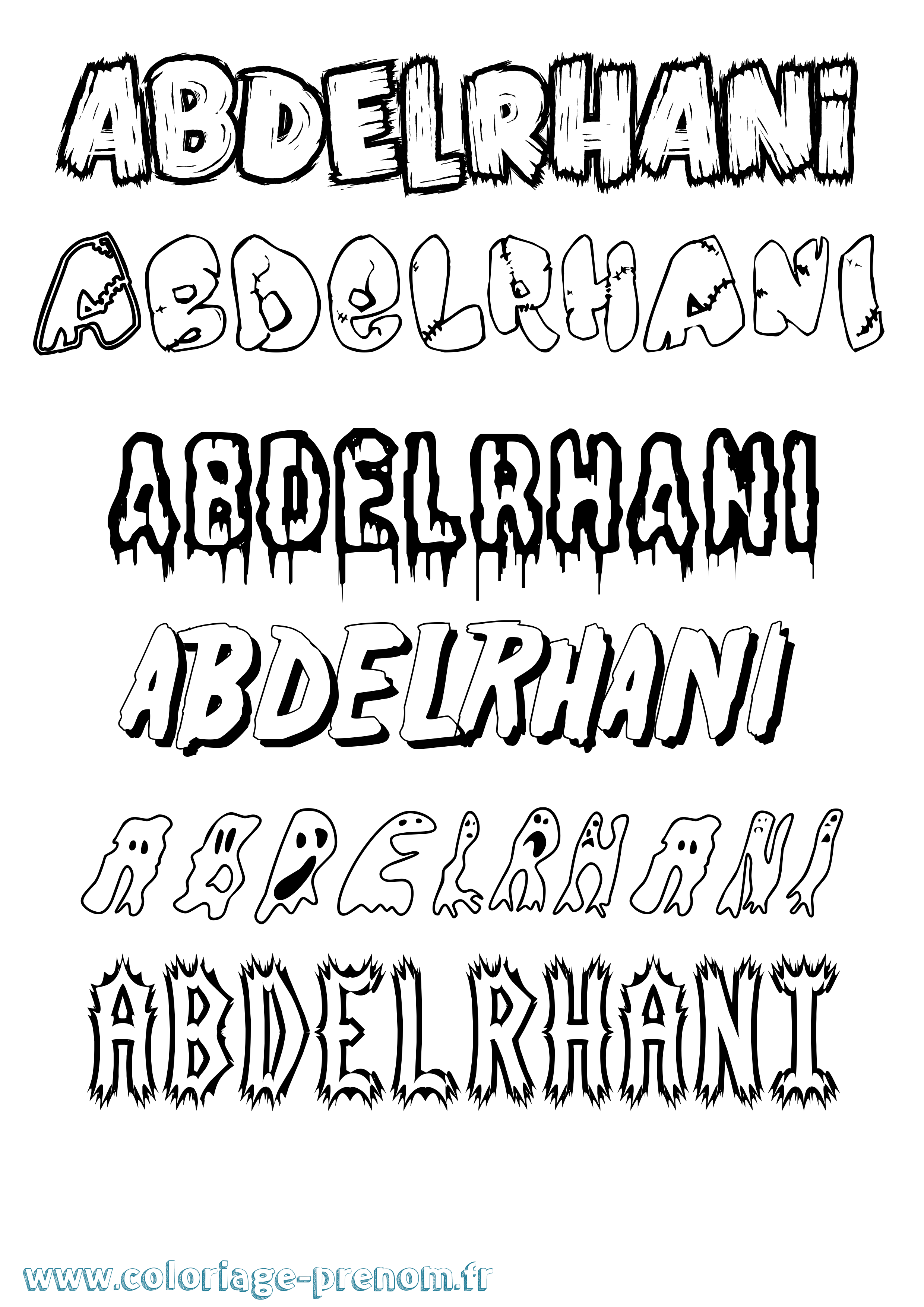 Coloriage Abdelrhani Frisson Coloriage prénom Abdelrhani Frisson