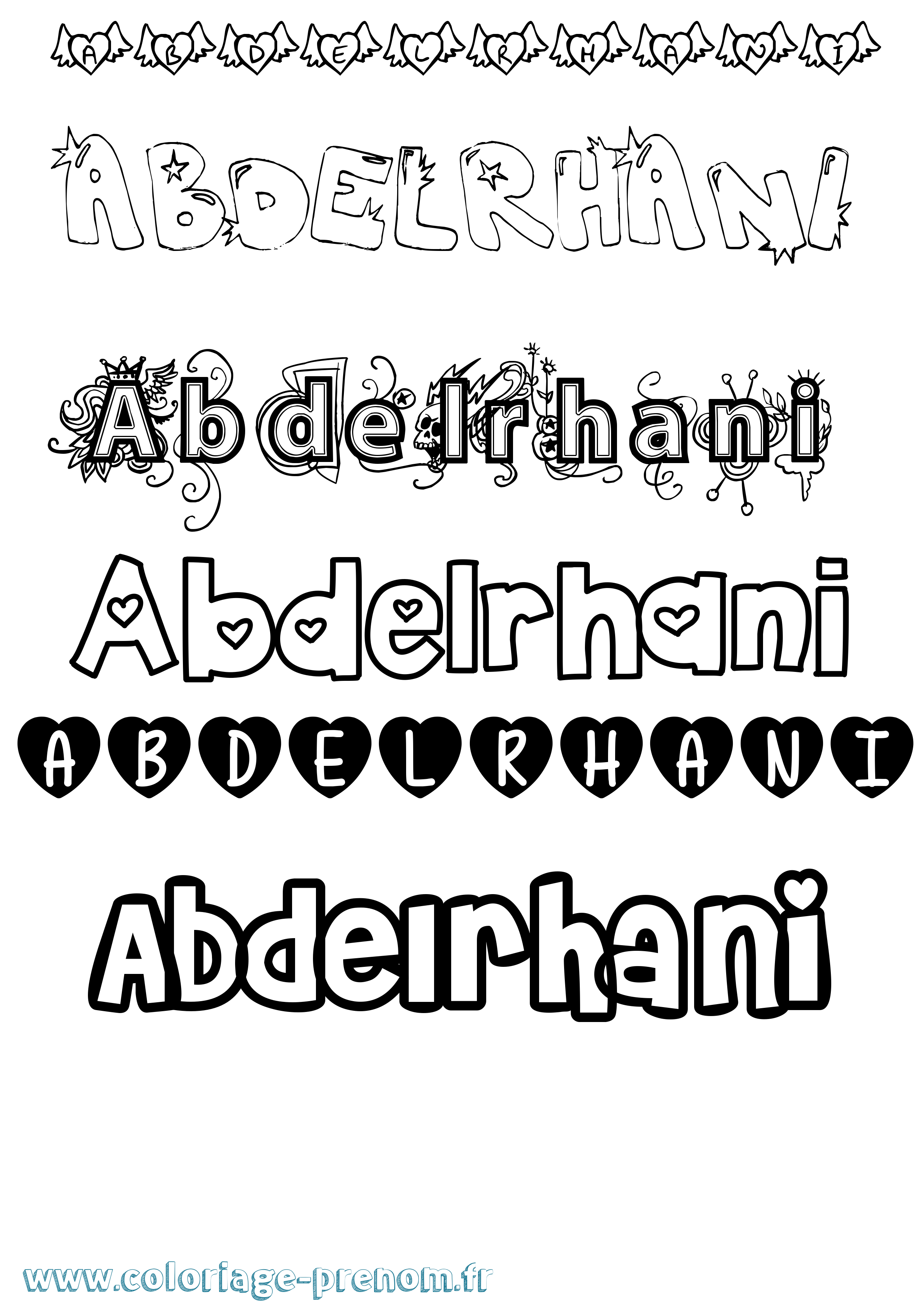 Coloriage Abdelrhani Girly Coloriage prénom Abdelrhani Girly