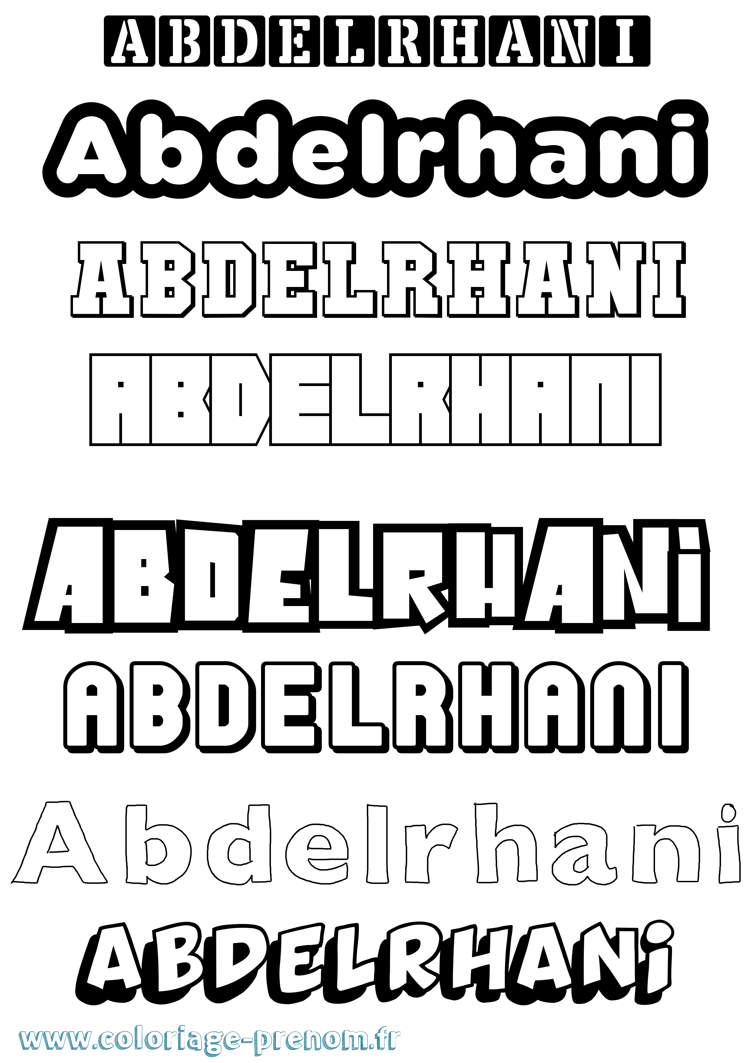 Coloriage Abdelrhani Simple Coloriage prénom Abdelrhani Simple
