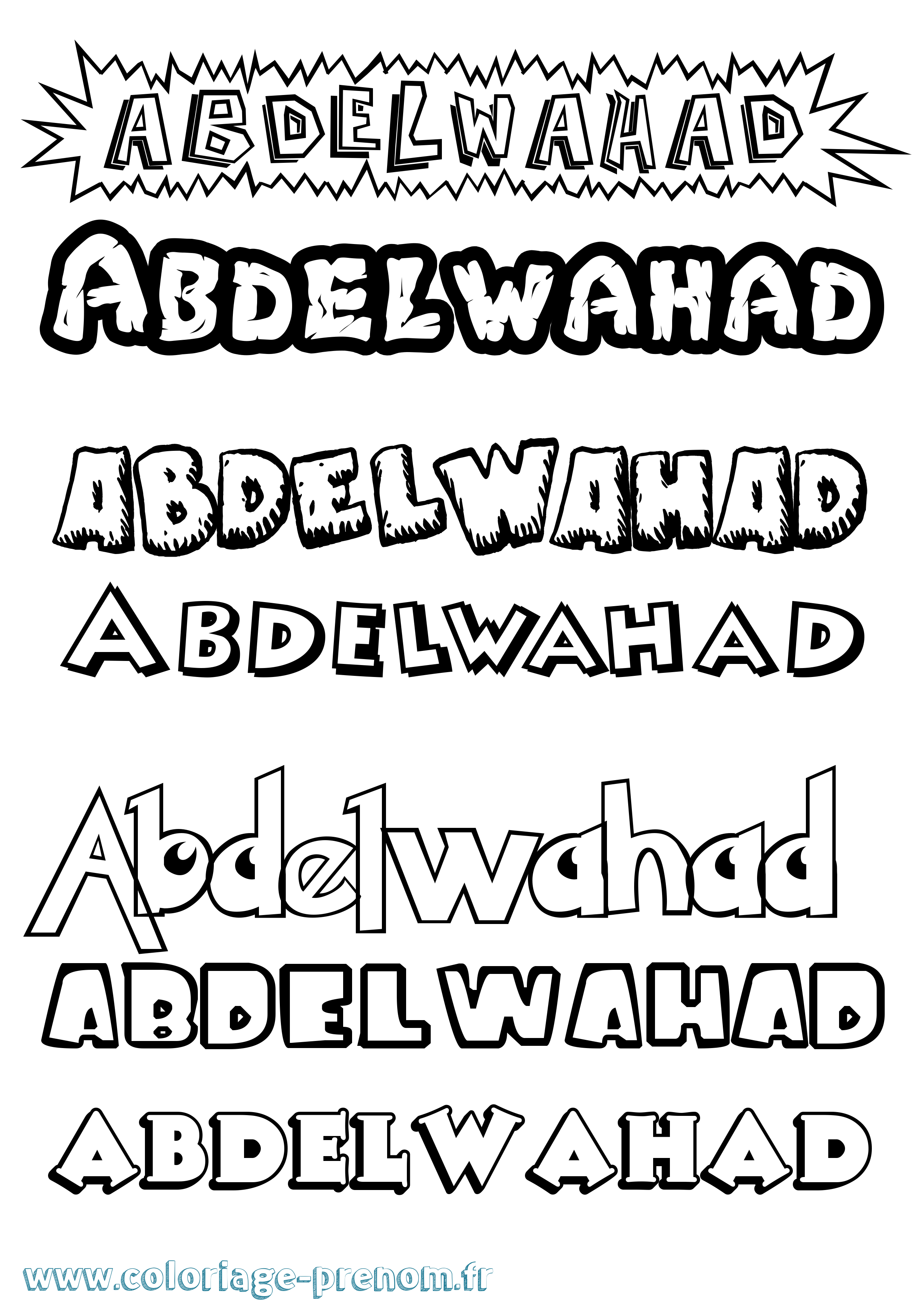 Coloriage Abdelwahad Dessin Animé Coloriage prénom Abdelwahad Dessin Animé