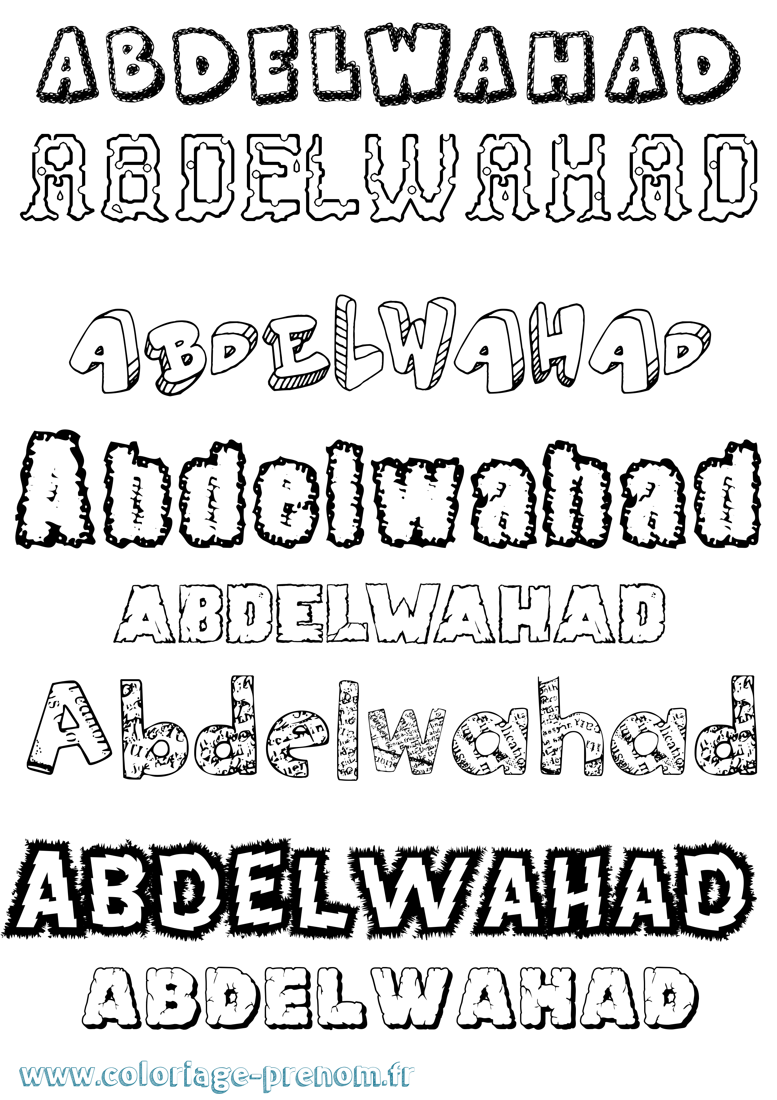 Coloriage Abdelwahad Destructuré Coloriage prénom Abdelwahad Destructuré