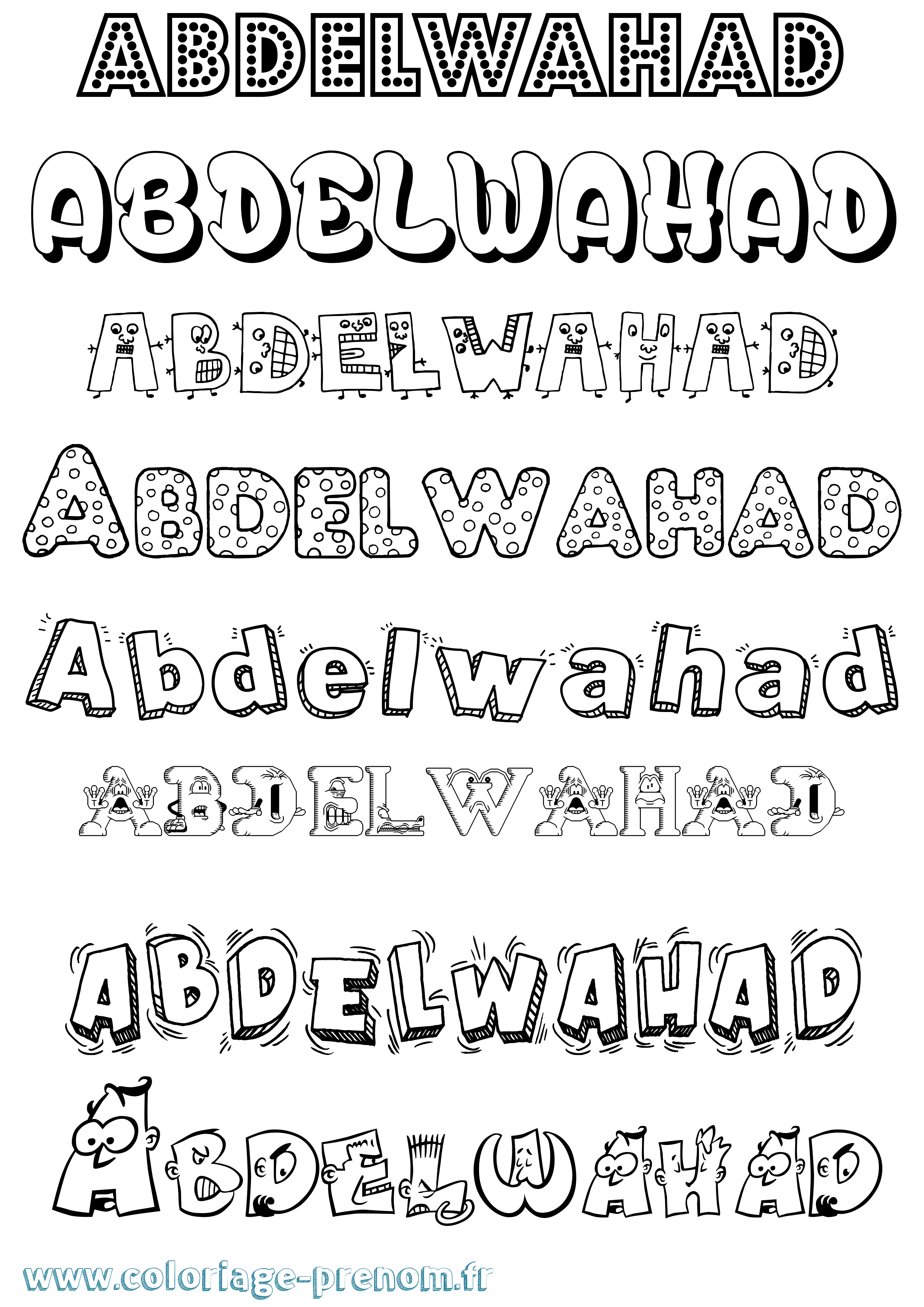 Coloriage Abdelwahad Fun Coloriage prénom Abdelwahad Fun