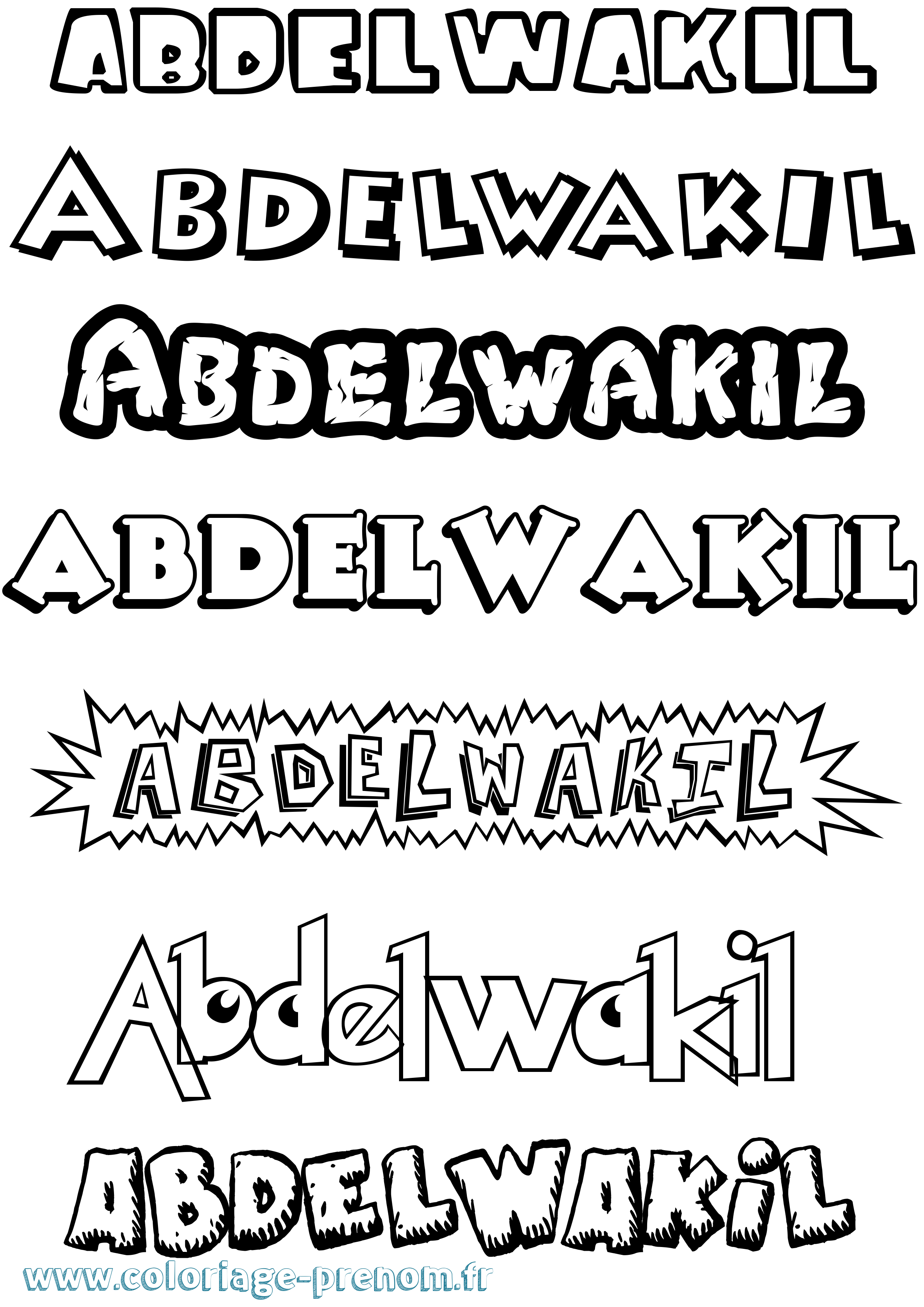 Coloriage Abdelwakil Dessin Animé Coloriage prénom Abdelwakil Dessin Animé