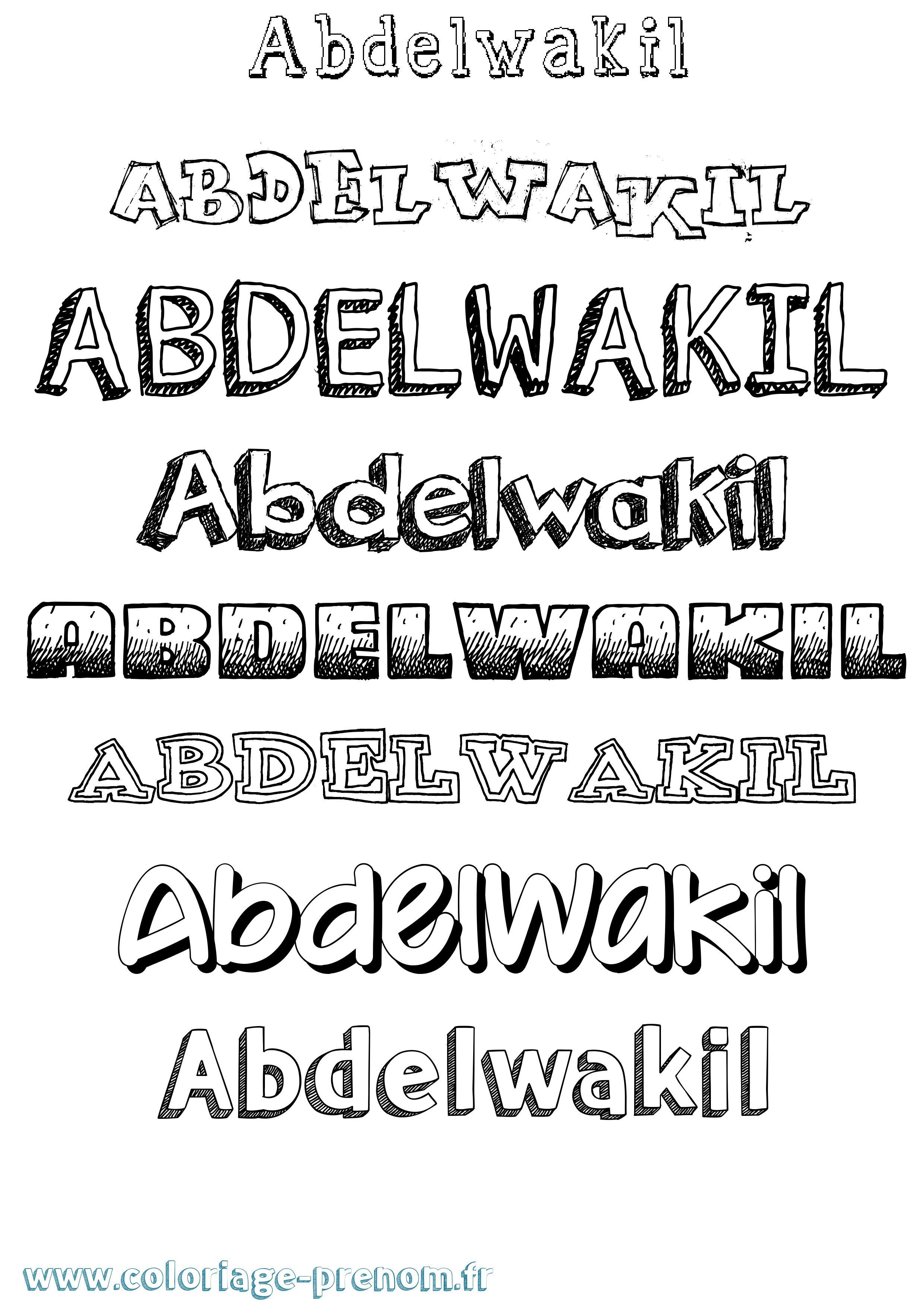 Coloriage Abdelwakil Dessiné Coloriage prénom Abdelwakil Dessiné