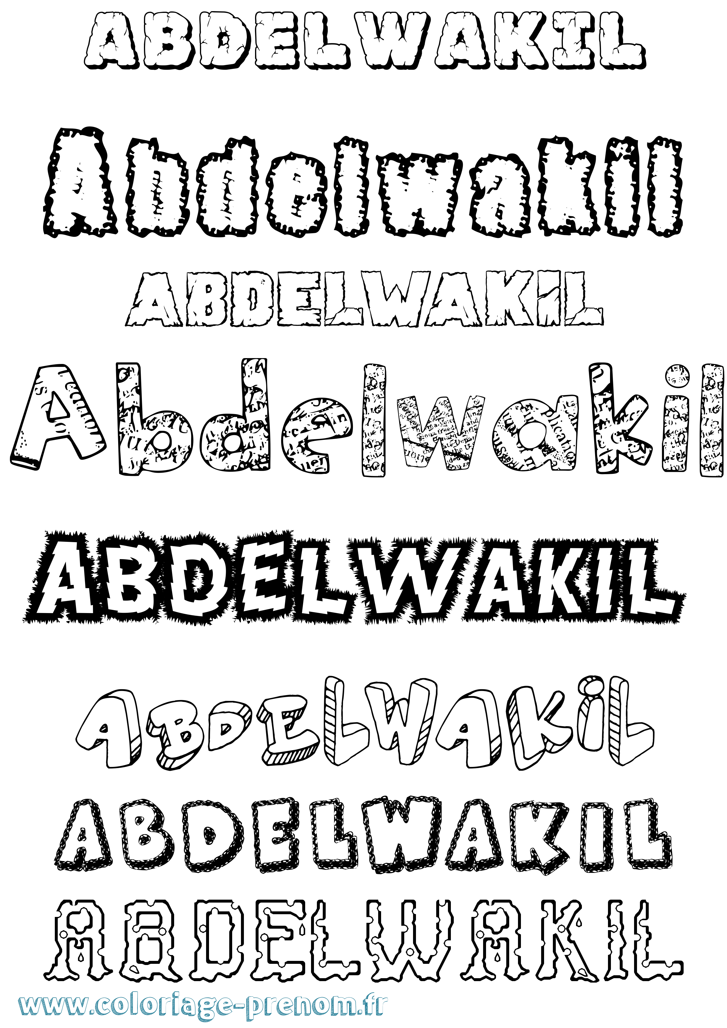 Coloriage Abdelwakil Destructuré Coloriage prénom Abdelwakil Destructuré