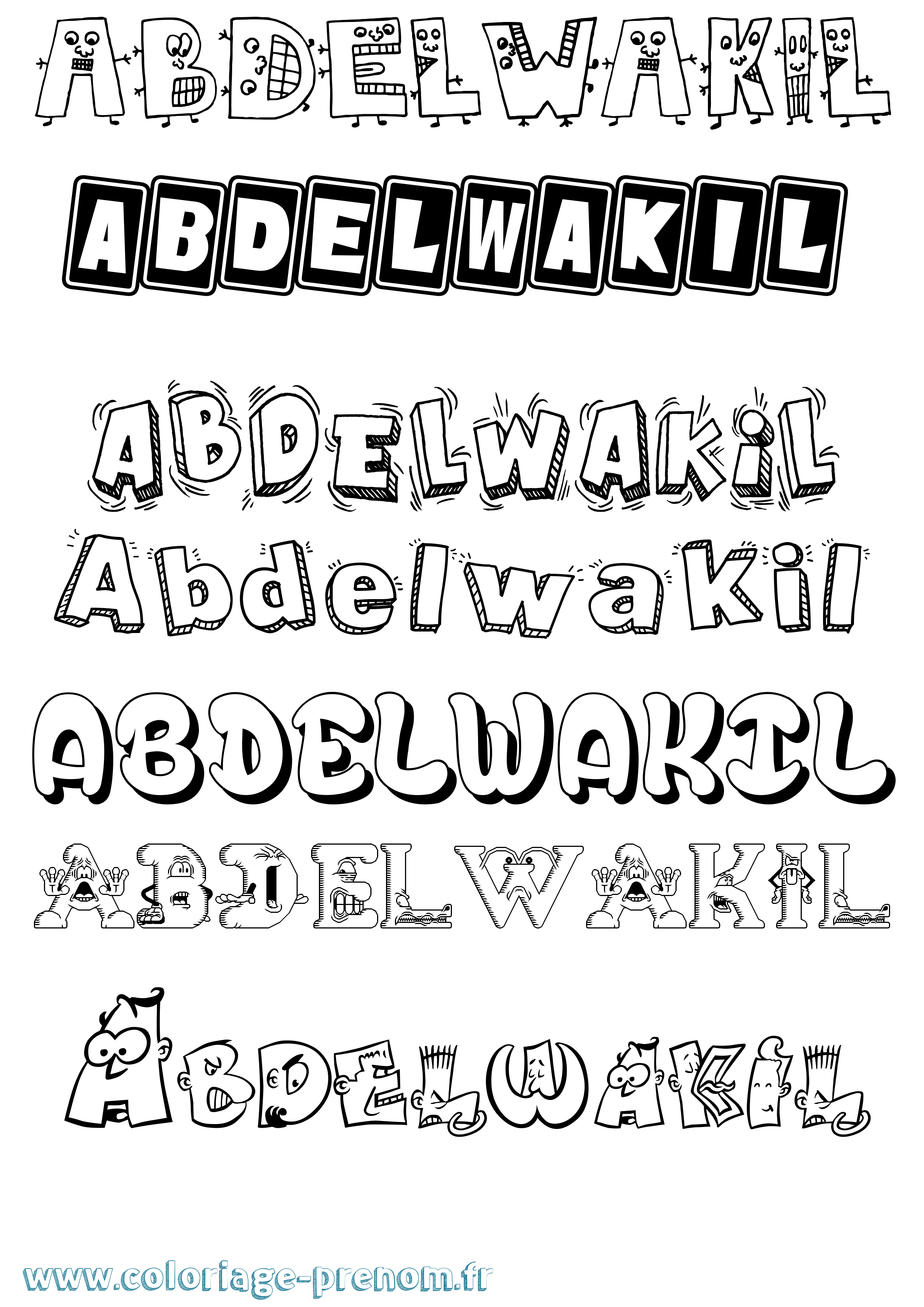 Coloriage Abdelwakil Fun Coloriage prénom Abdelwakil Fun