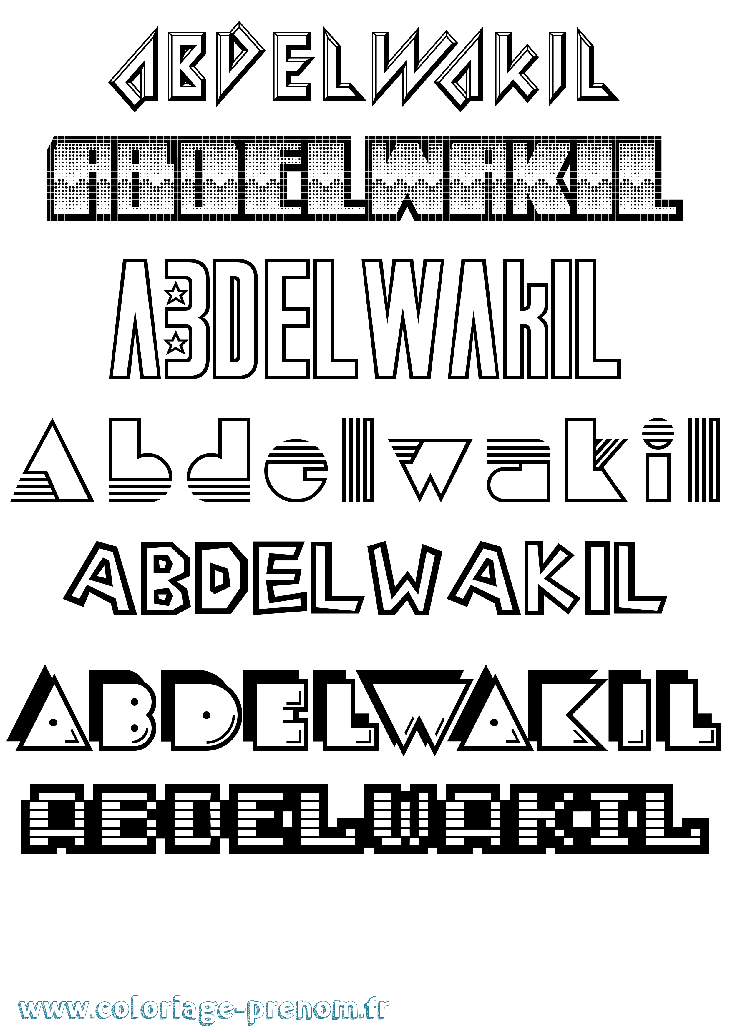 Coloriage Abdelwakil Jeux Vidéos Coloriage prénom Abdelwakil Jeux Vidéos