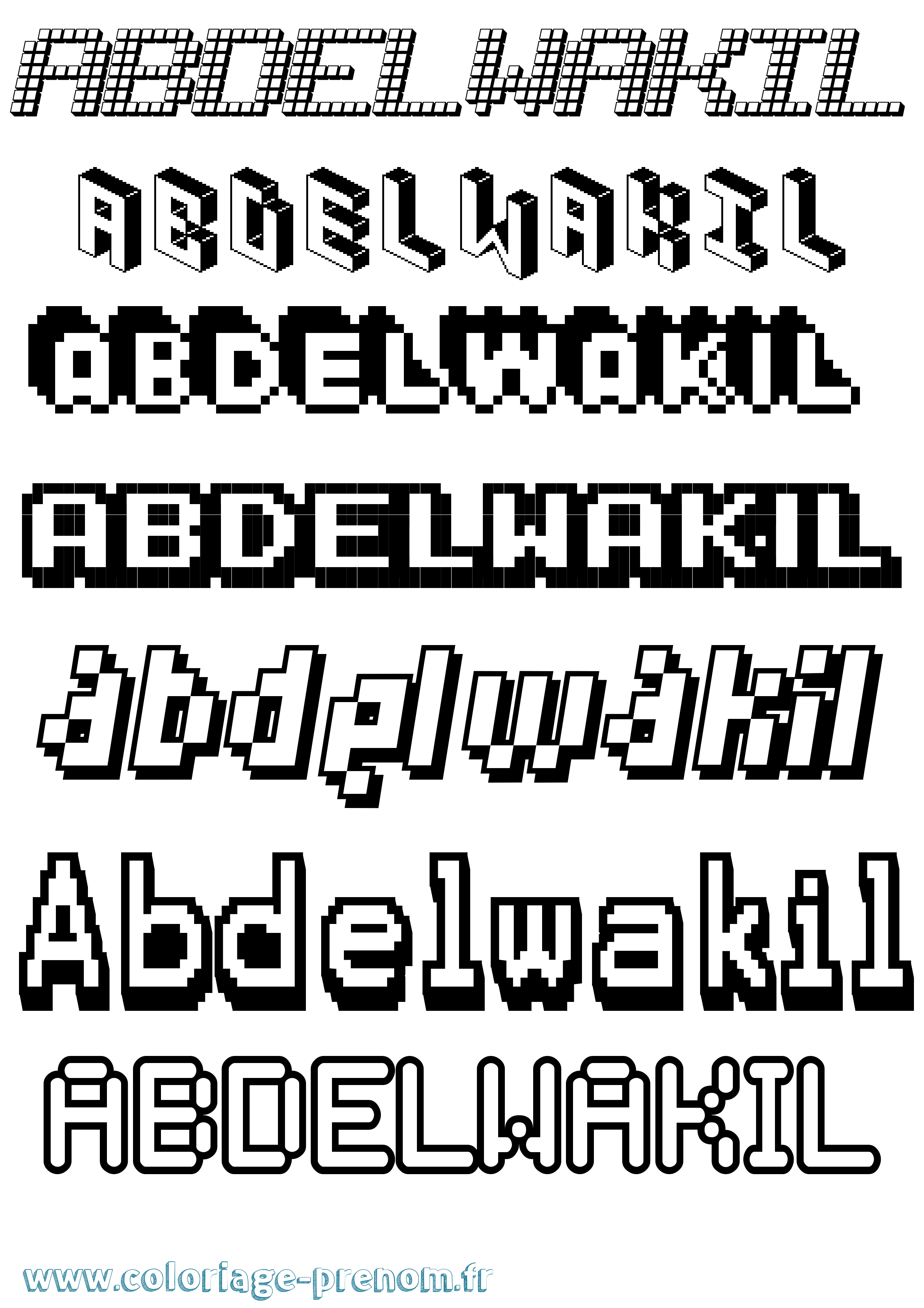 Coloriage Abdelwakil Pixel Coloriage prénom Abdelwakil Pixel
