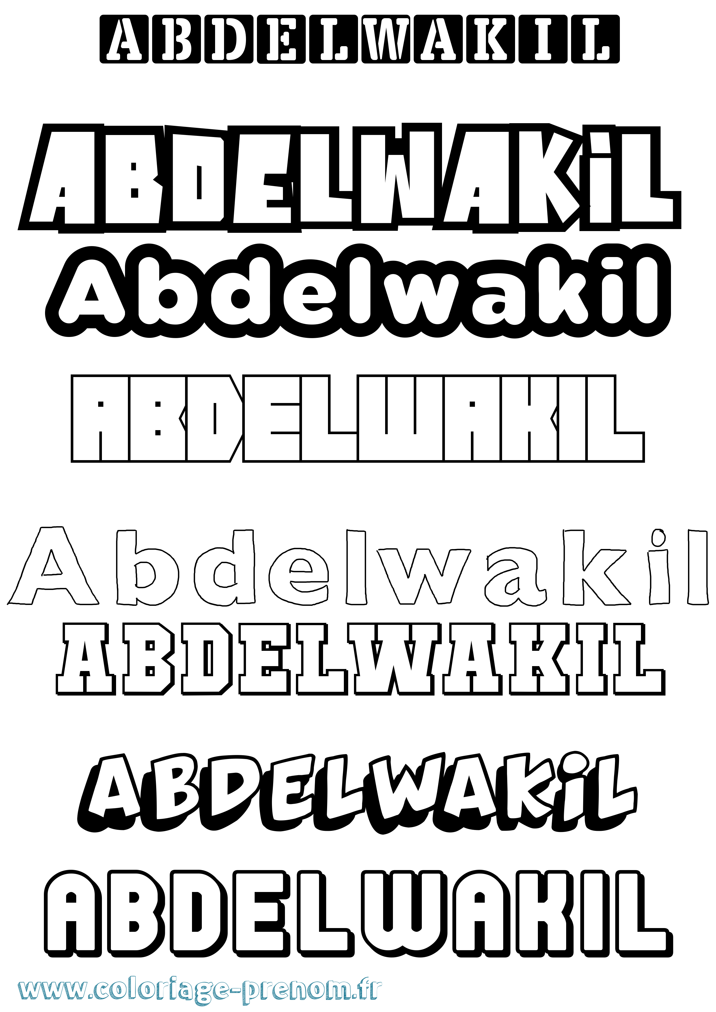 Coloriage Abdelwakil Simple Coloriage prénom Abdelwakil Simple