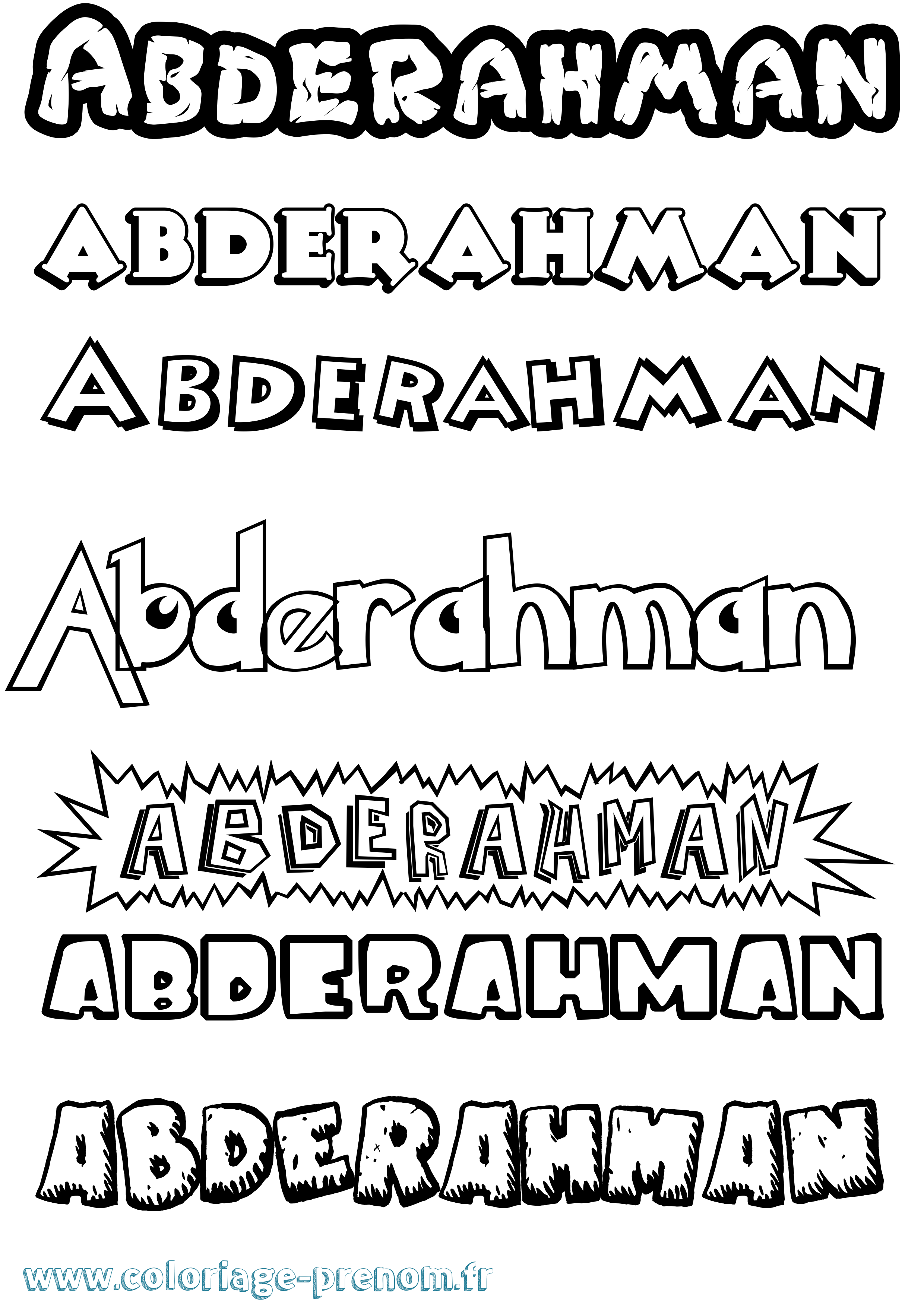 Coloriage Abderahman Dessin Animé Coloriage prénom Abderahman Dessin Animé