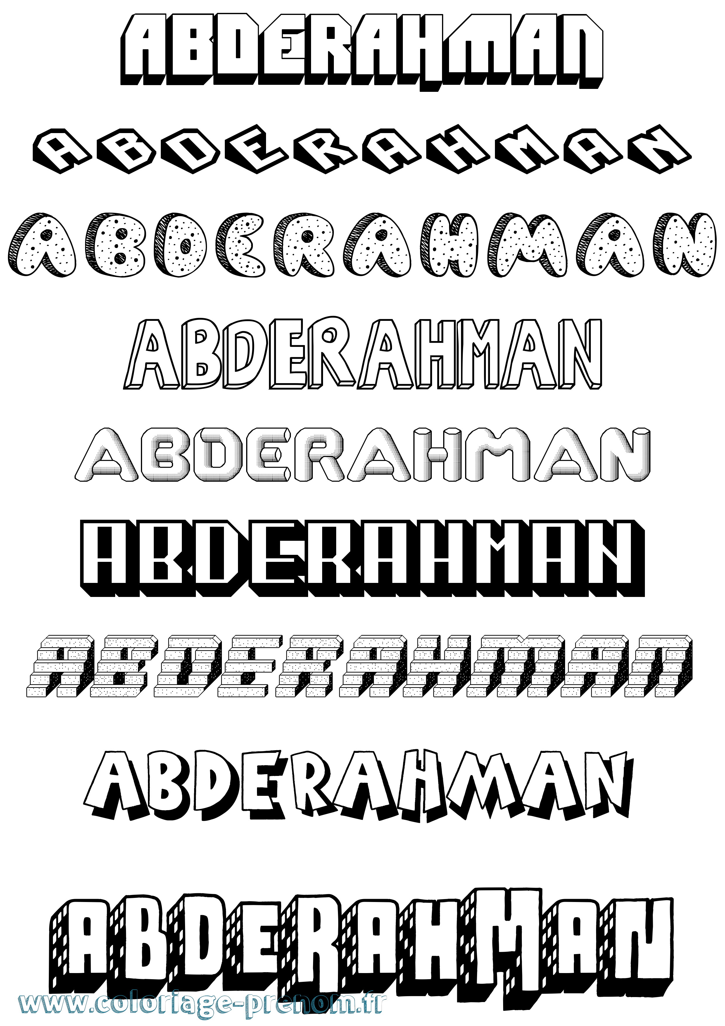 Coloriage Abderahman Effet 3D Coloriage prénom Abderahman Effet 3D