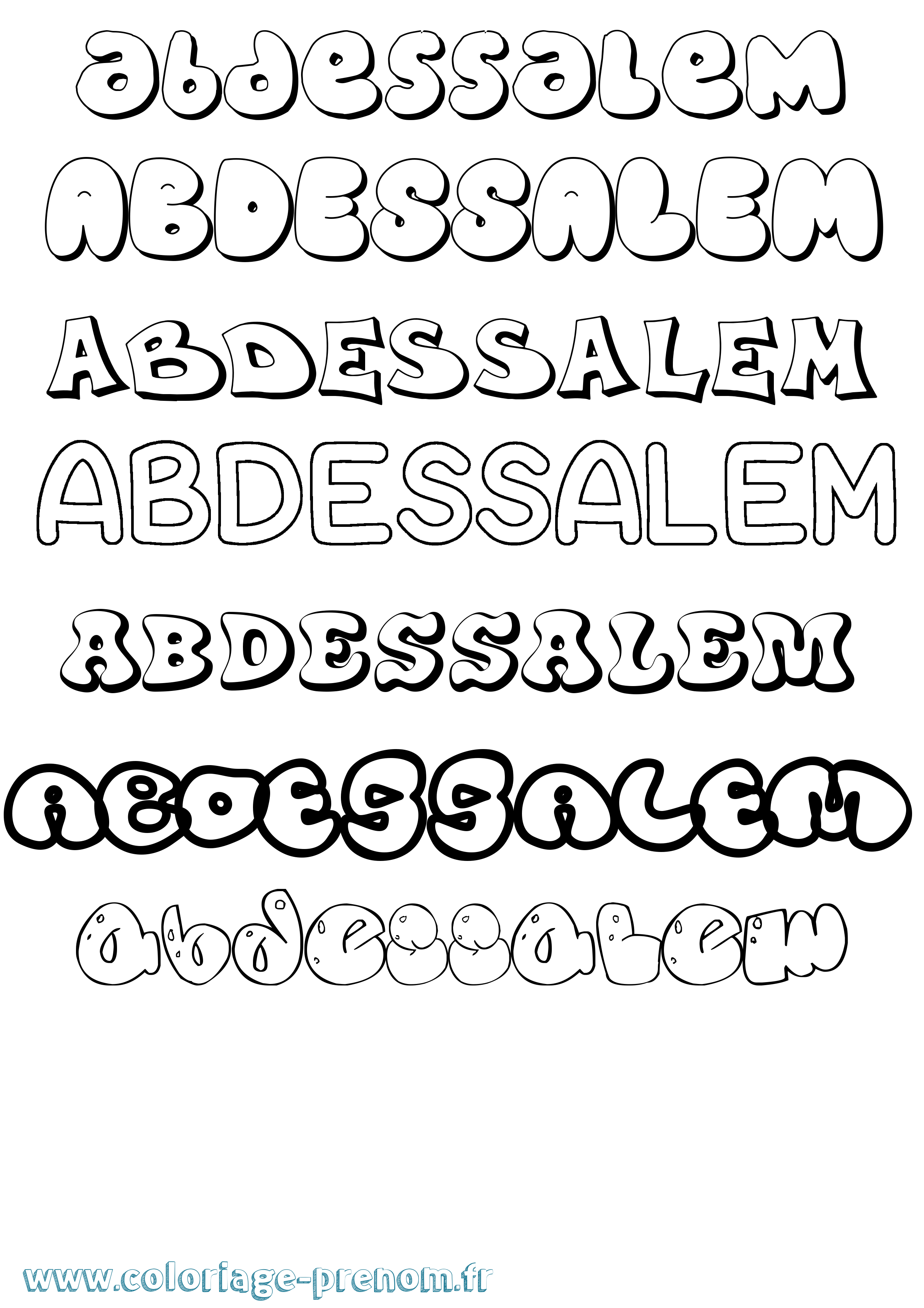 Coloriage Abdessalem Bubble Coloriage prénom Abdessalem Bubble
