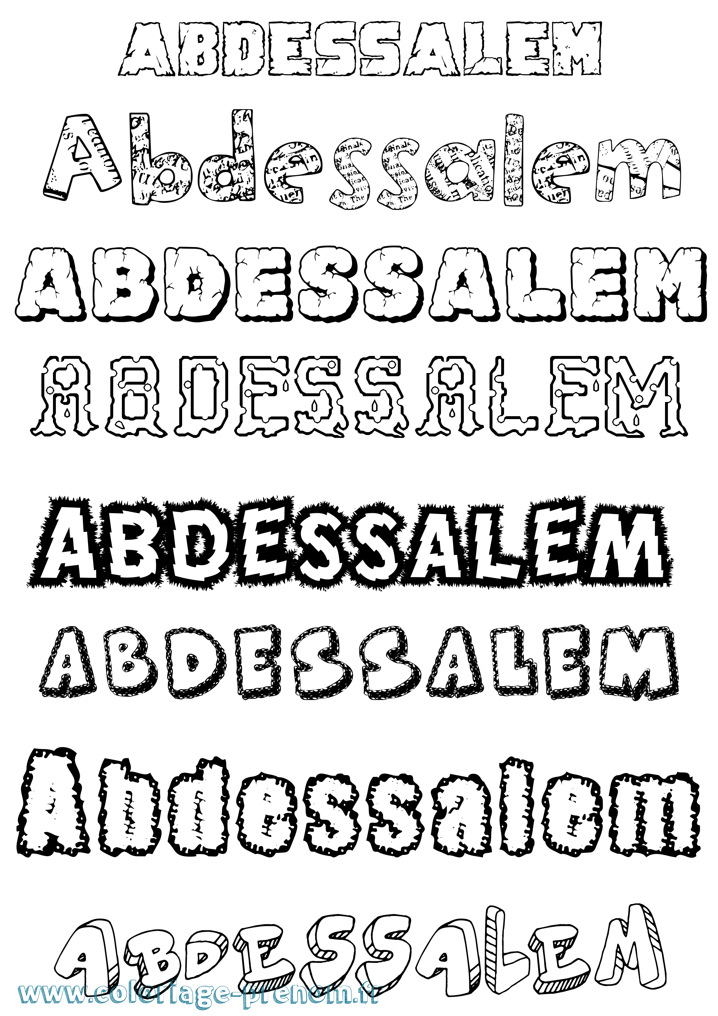 Coloriage Abdessalem Destructuré Coloriage prénom Abdessalem Destructuré