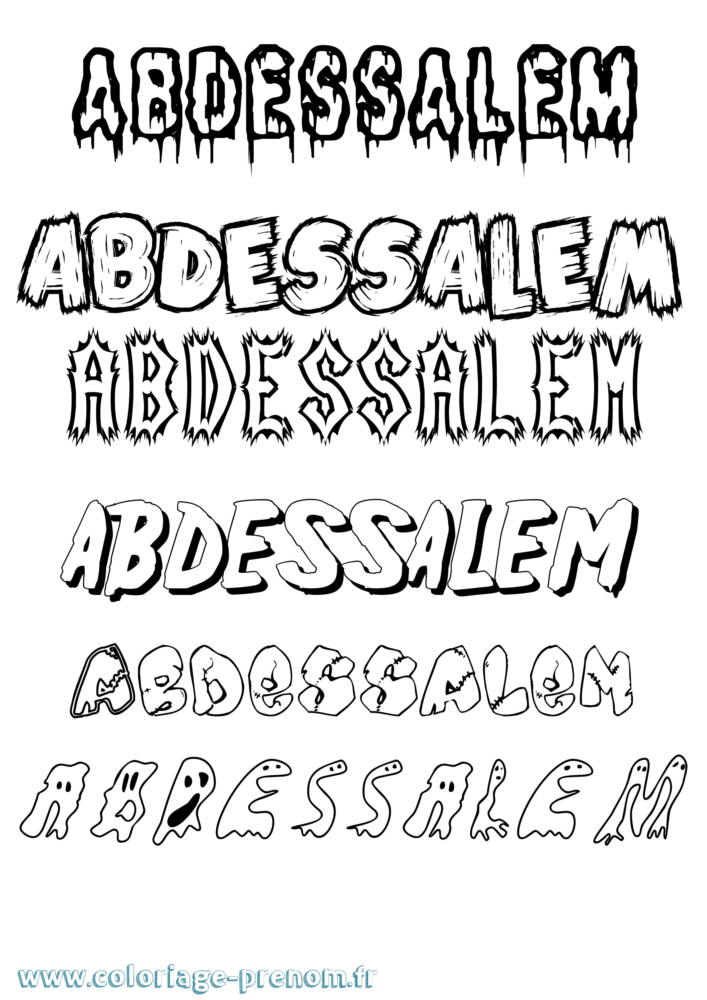 Coloriage Abdessalem Frisson Coloriage prénom Abdessalem Frisson
