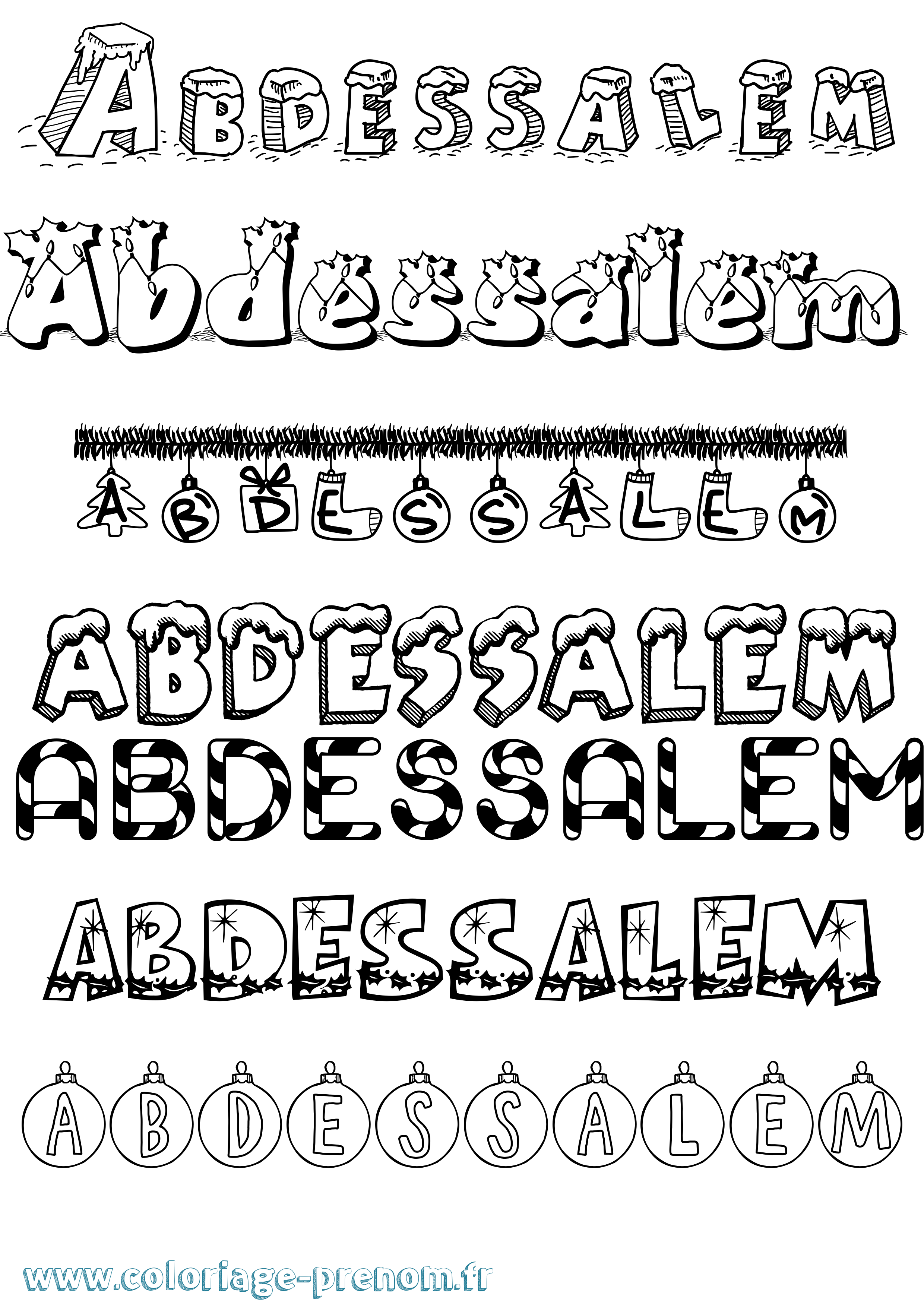 Coloriage Abdessalem Noël Coloriage prénom Abdessalem Noël