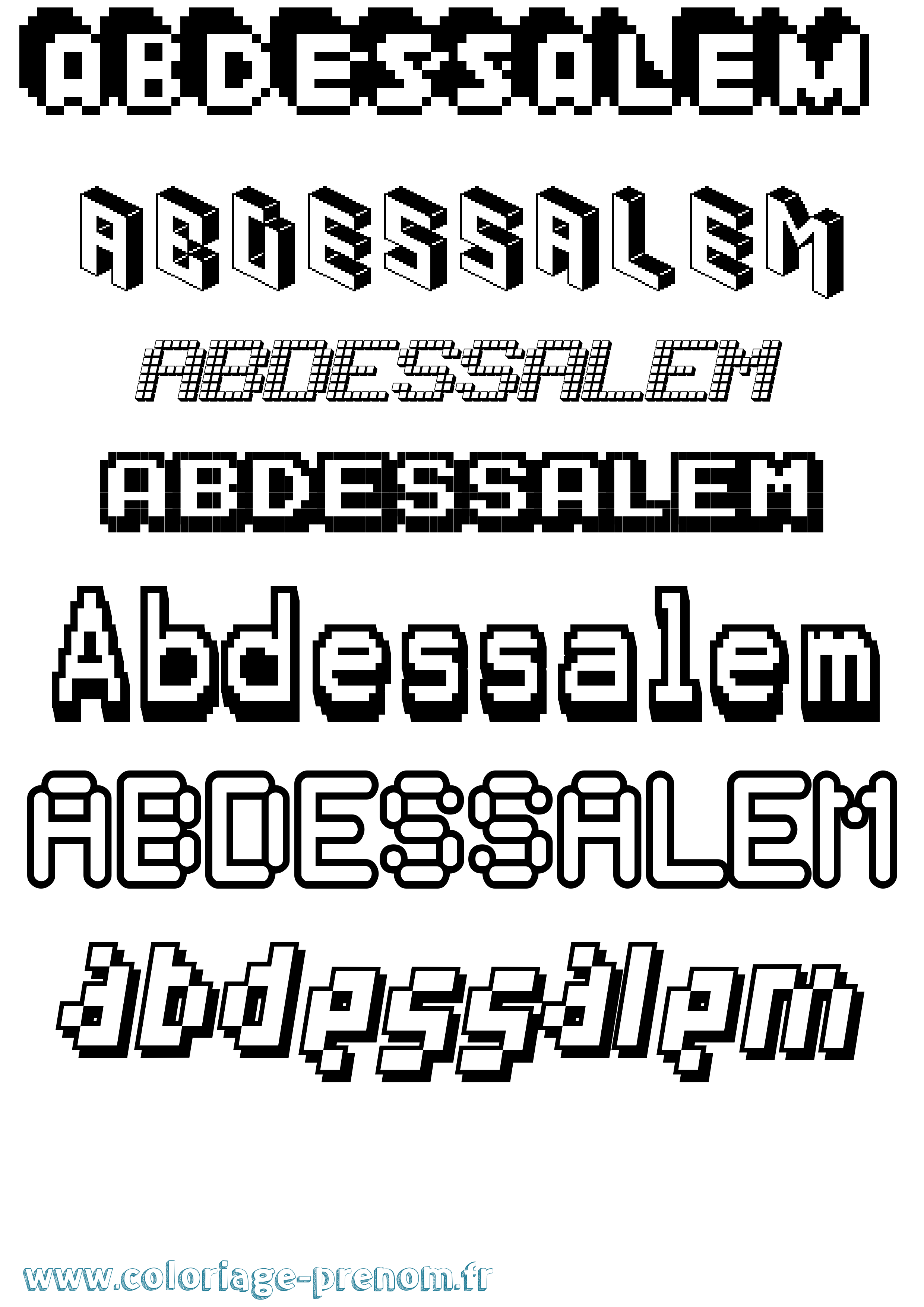 Coloriage Abdessalem Pixel Coloriage prénom Abdessalem Pixel