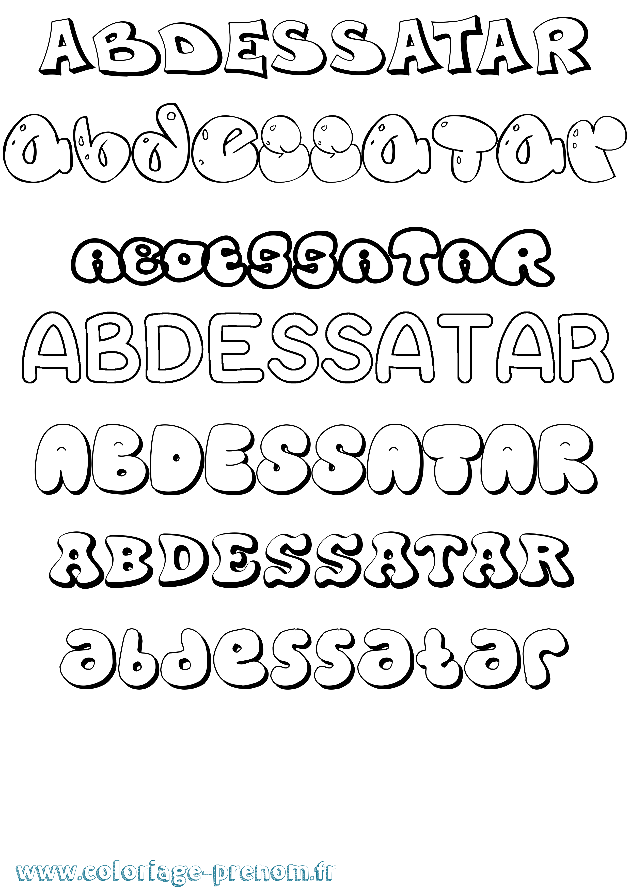 Coloriage Abdessatar Bubble Coloriage prénom Abdessatar Bubble