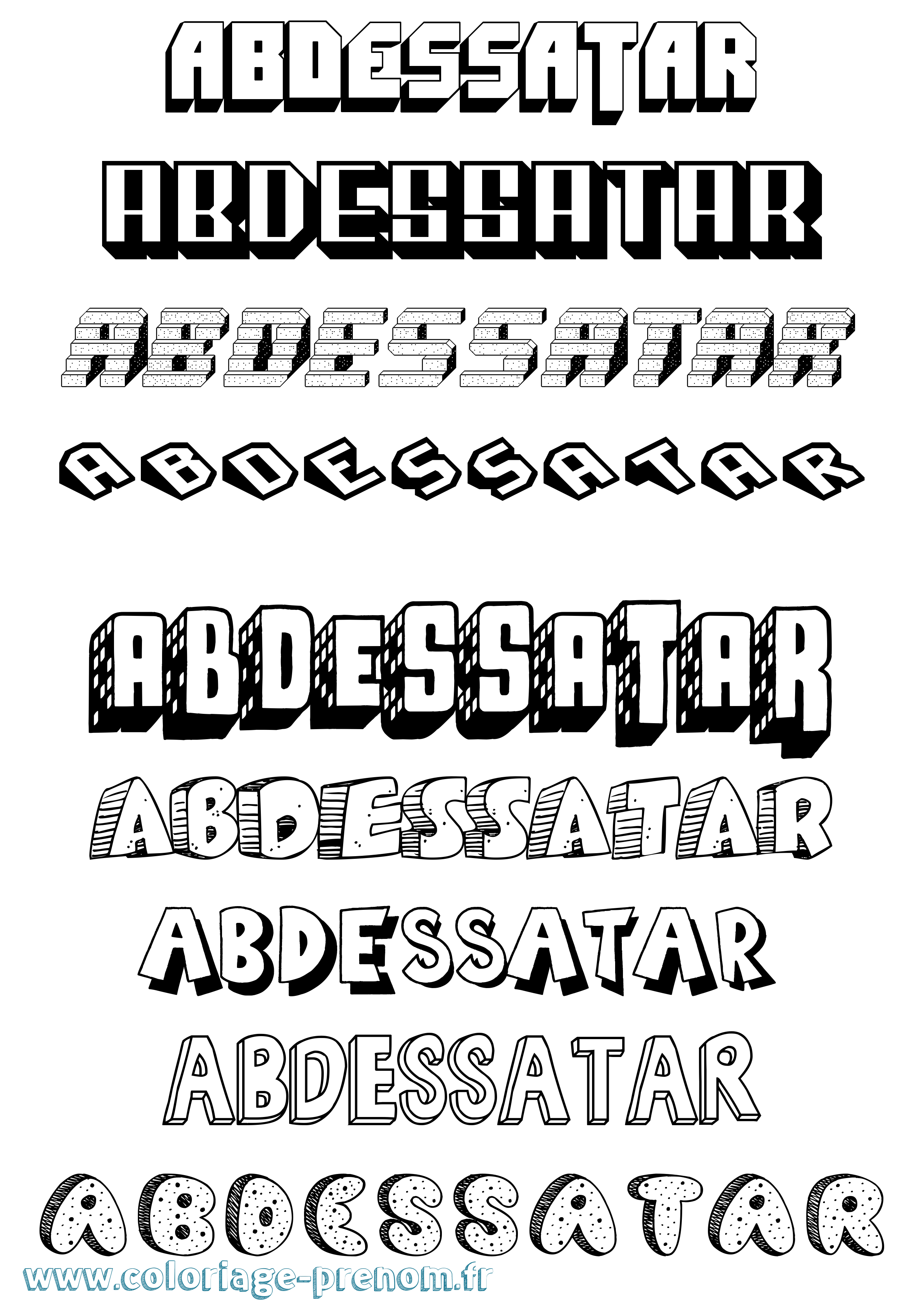 Coloriage Abdessatar Effet 3D Coloriage prénom Abdessatar Effet 3D