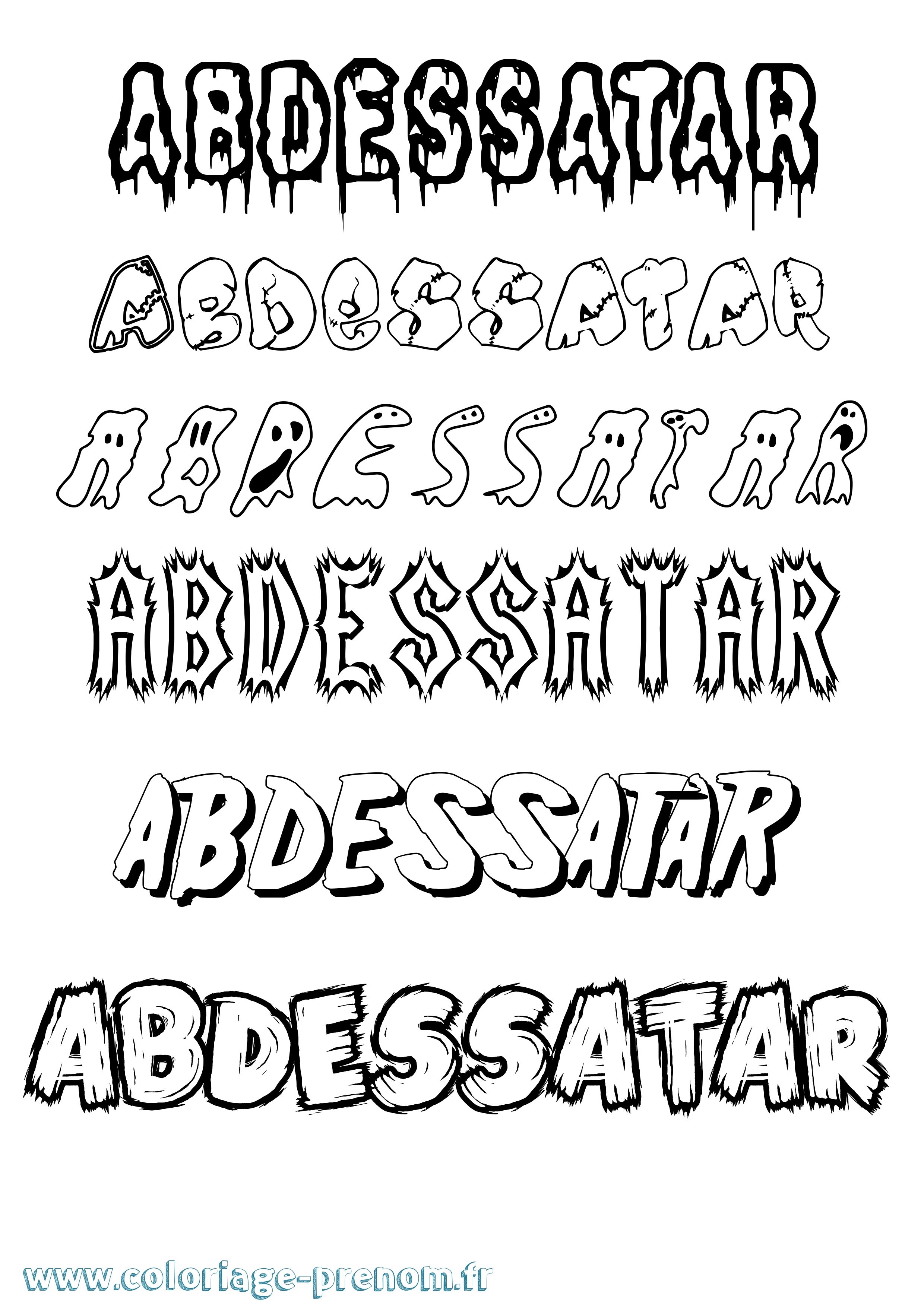 Coloriage Abdessatar Frisson Coloriage prénom Abdessatar Frisson