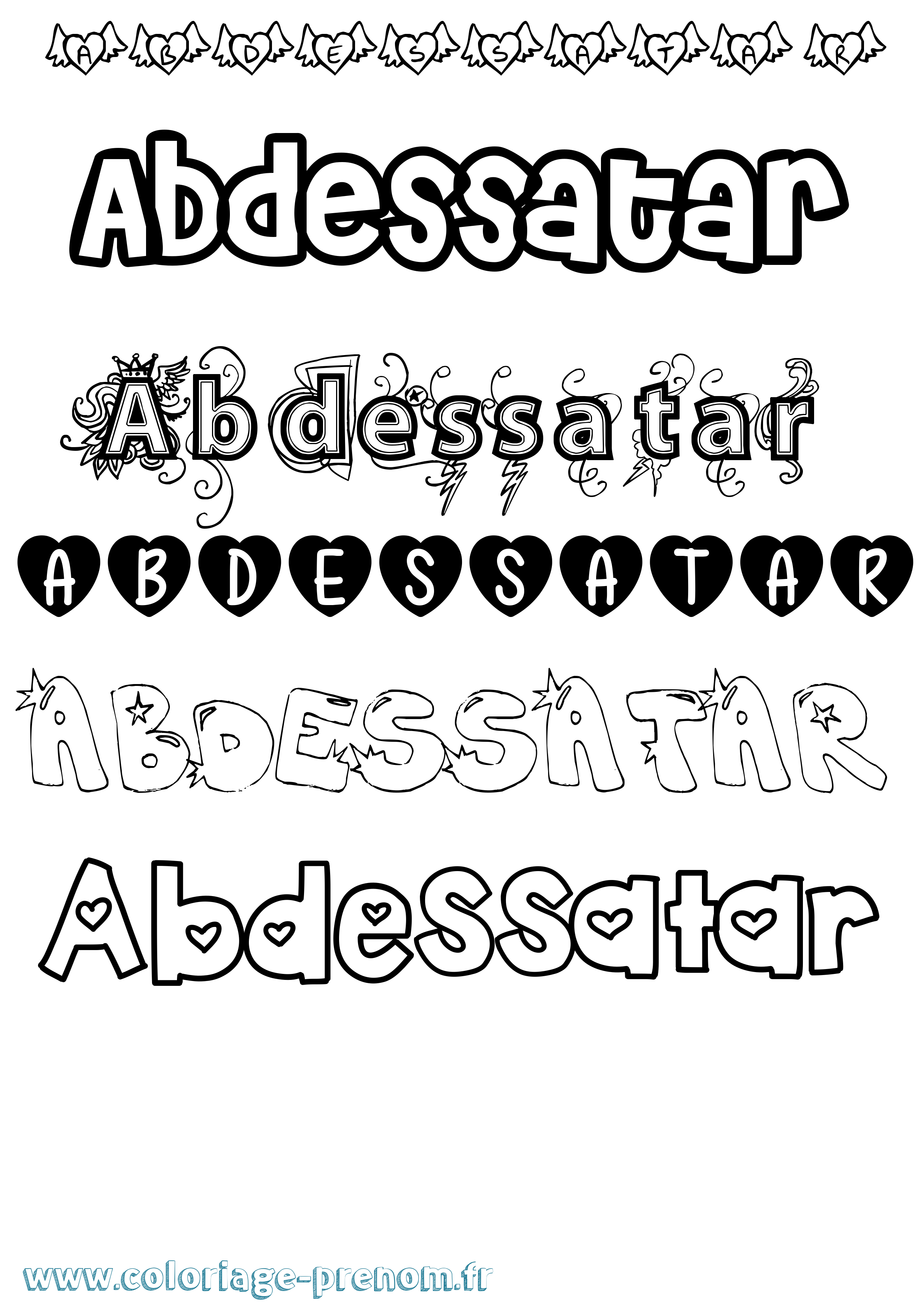 Coloriage Abdessatar Girly Coloriage prénom Abdessatar Girly