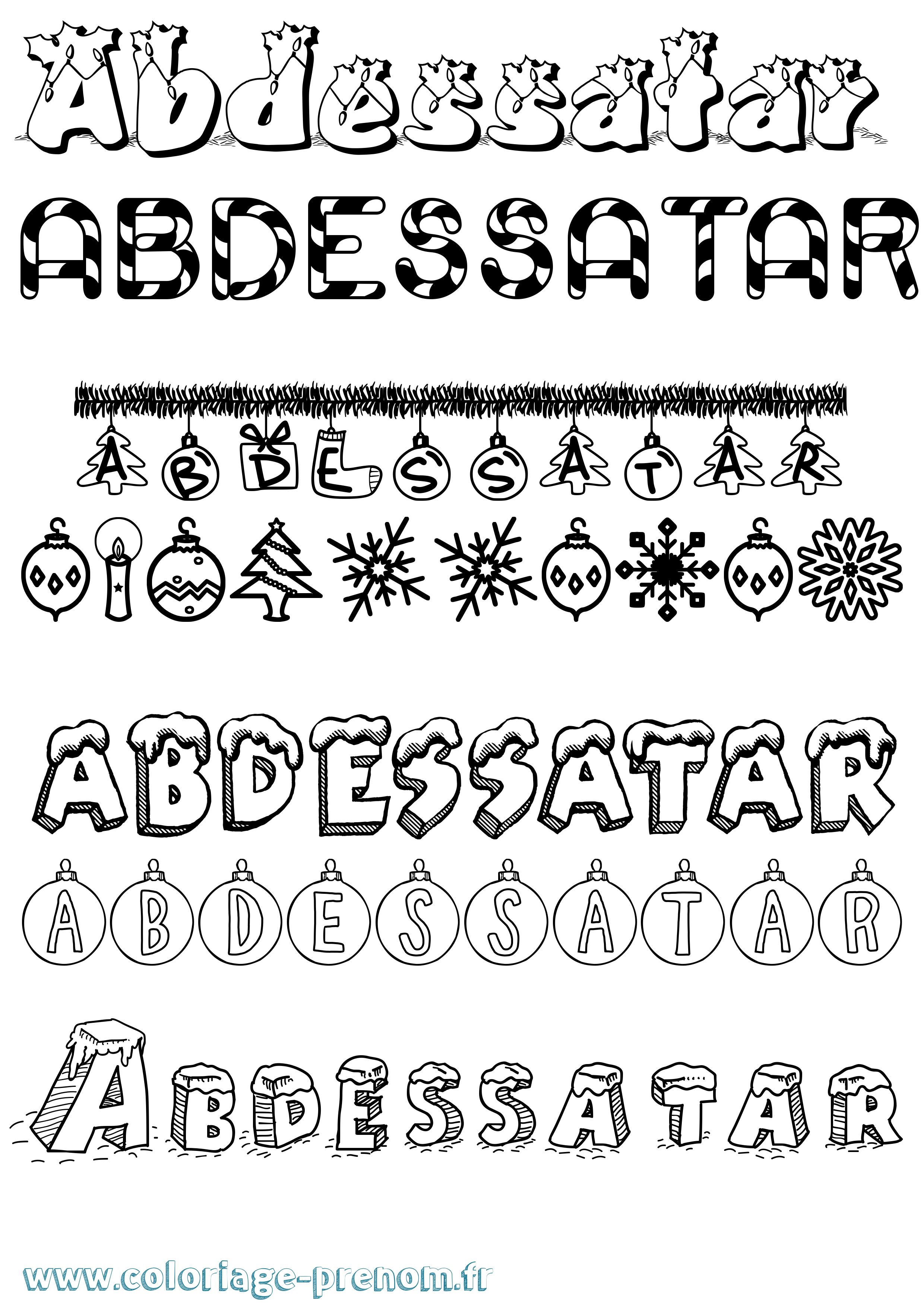 Coloriage Abdessatar Noël Coloriage prénom Abdessatar Noël