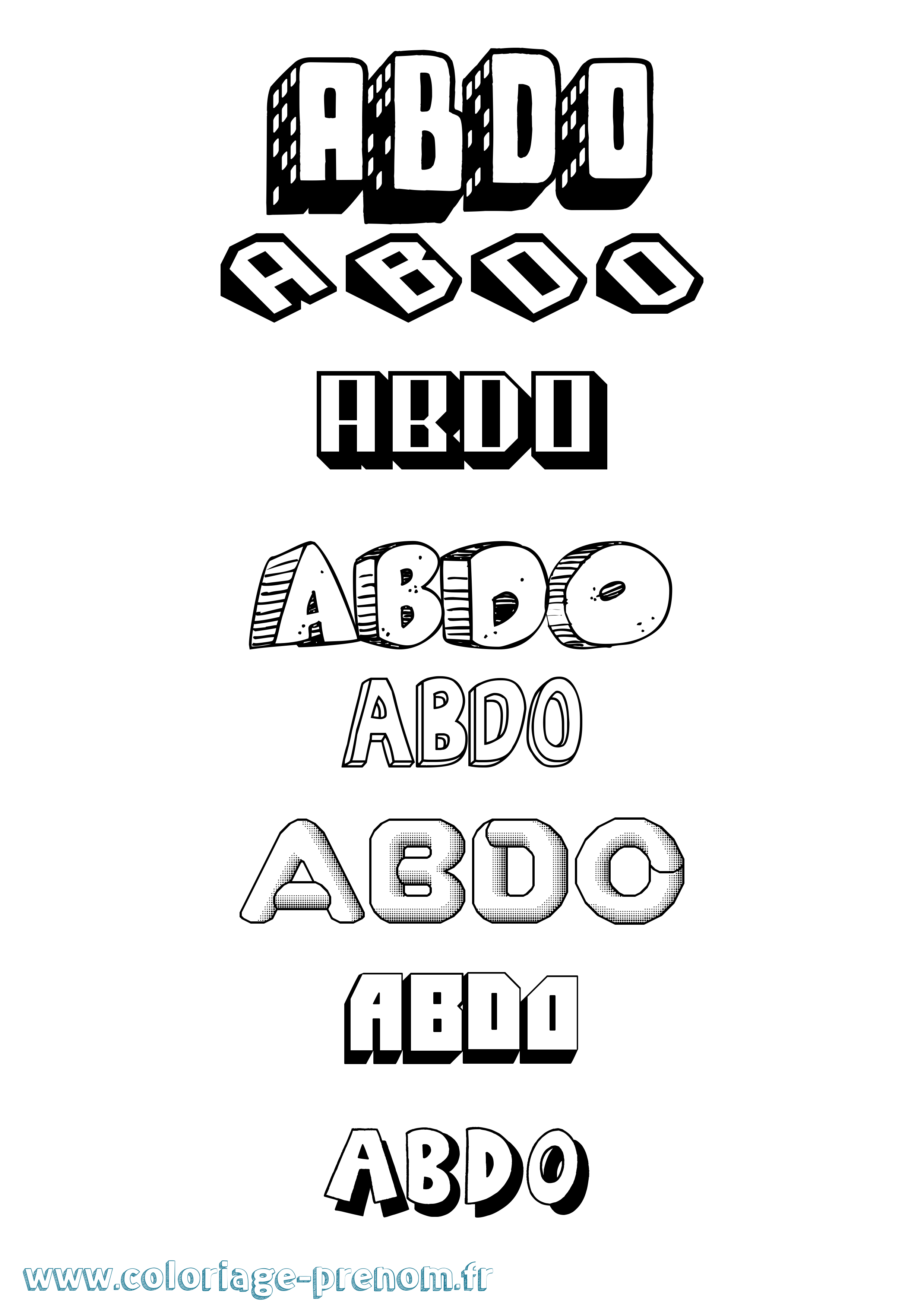 Coloriage Abdo Effet 3D Coloriage prénom Abdo Effet 3D