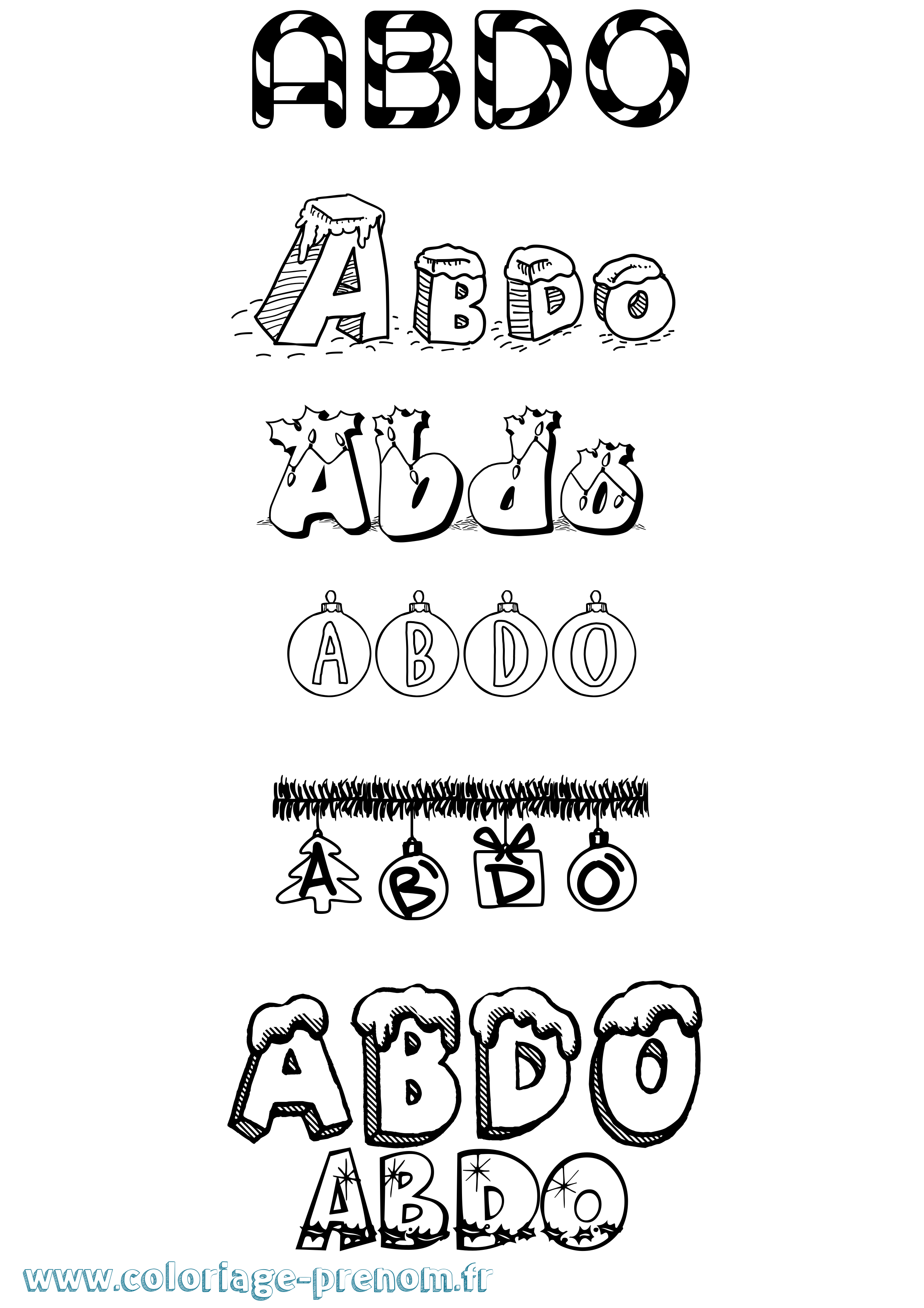 Coloriage Abdo Noël Coloriage prénom Abdo Noël