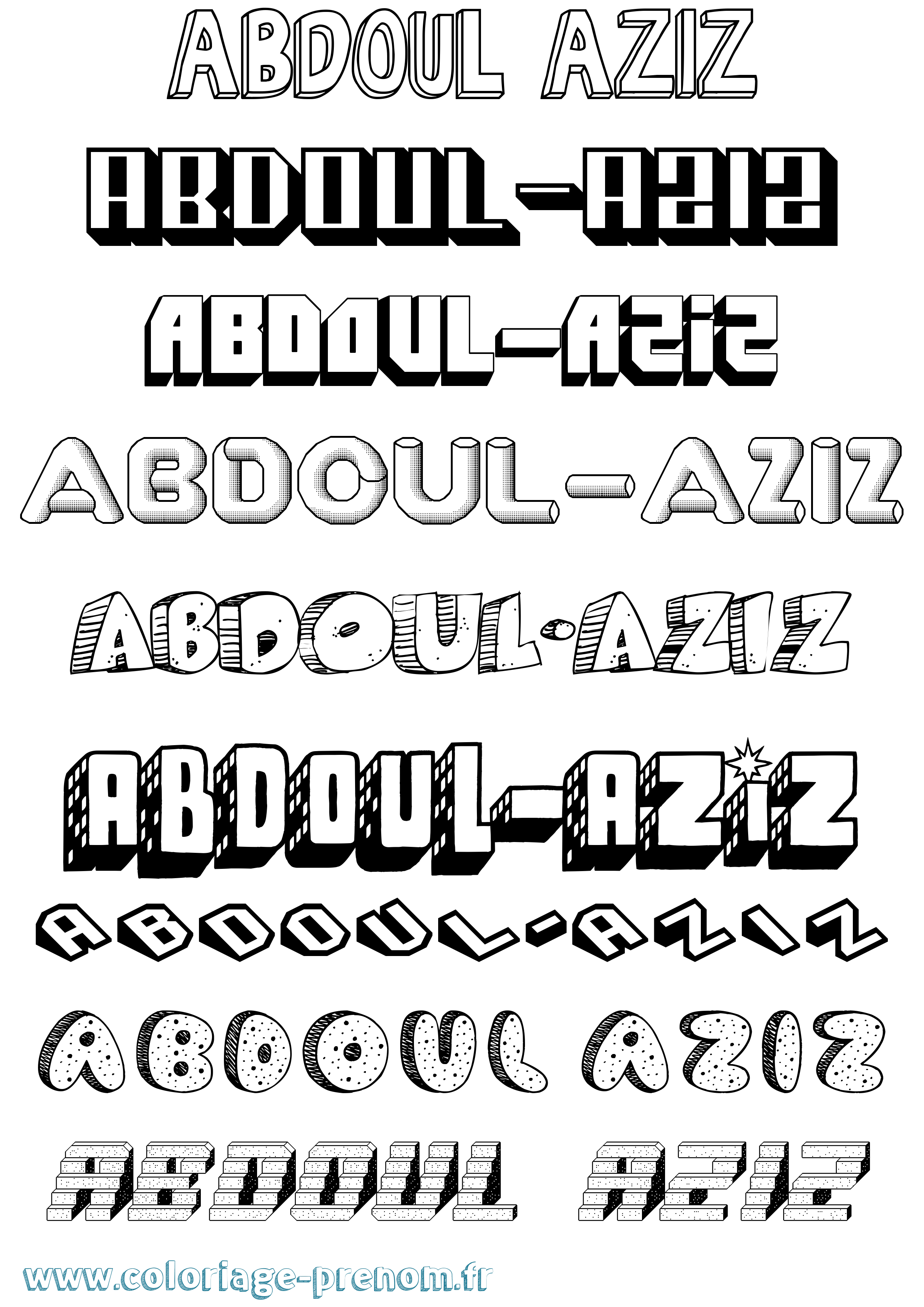 Coloriage Abdoul-Aziz Effet 3D Coloriage prénom Abdoul-Aziz Effet 3D