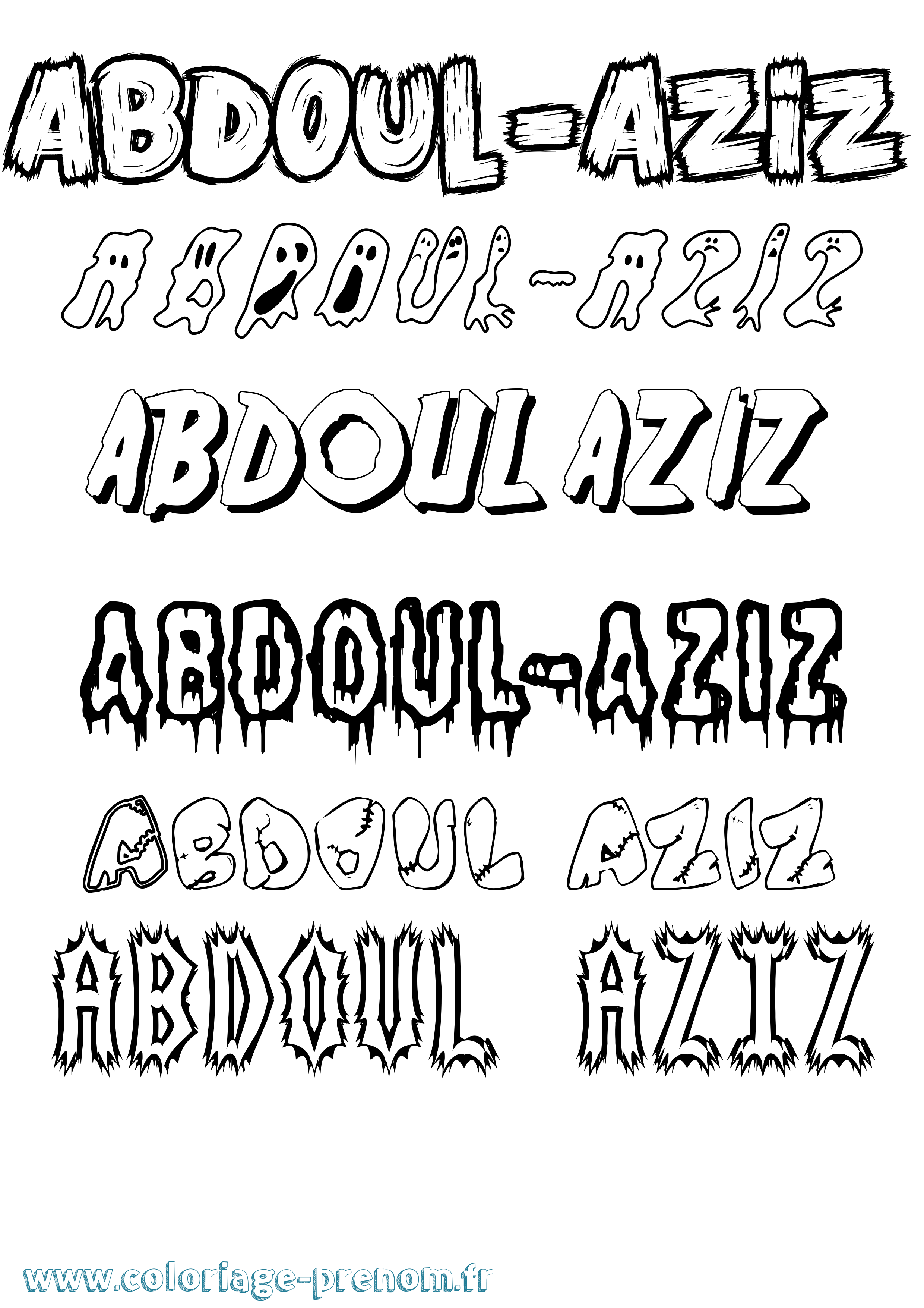 Coloriage Abdoul-Aziz Frisson Coloriage prénom Abdoul-Aziz Frisson
