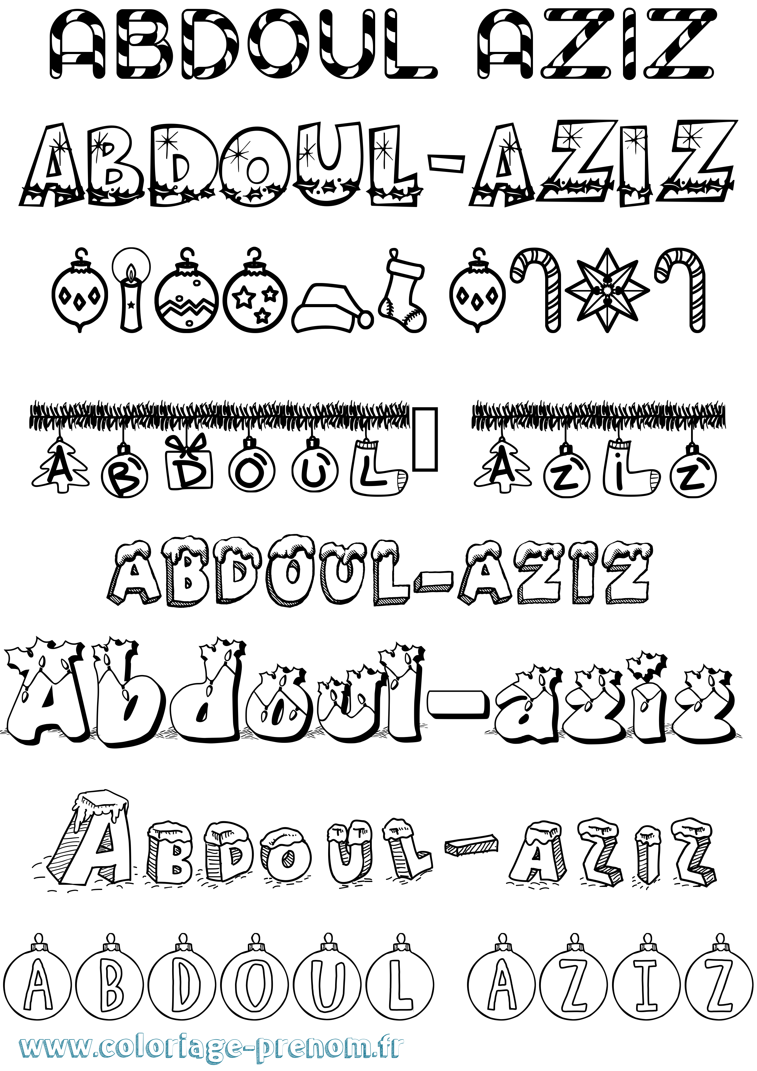 Coloriage Abdoul-Aziz Noël Coloriage prénom Abdoul-Aziz Noël