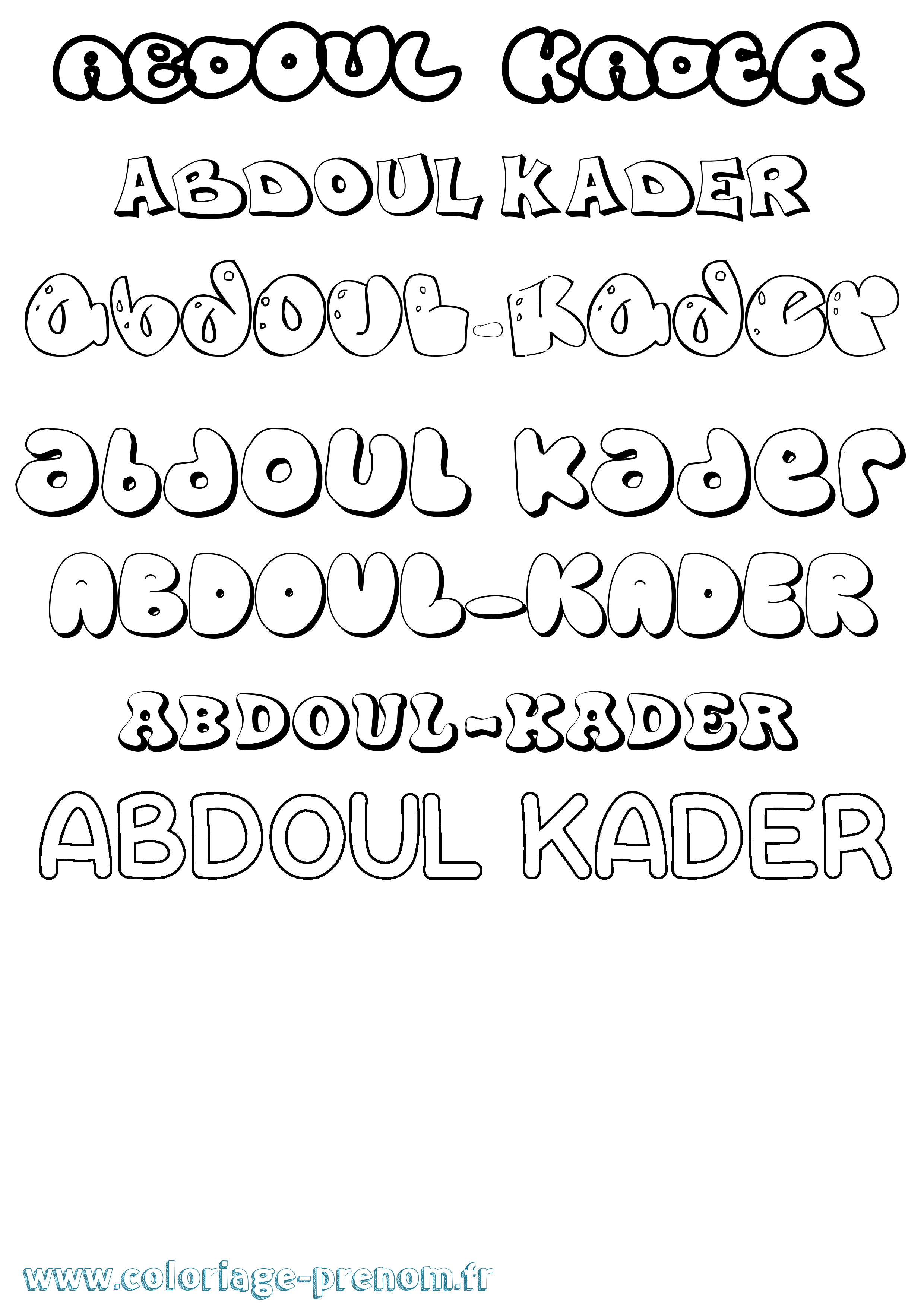 Coloriage Abdoul-Kader Bubble Coloriage prénom Abdoul-Kader Bubble