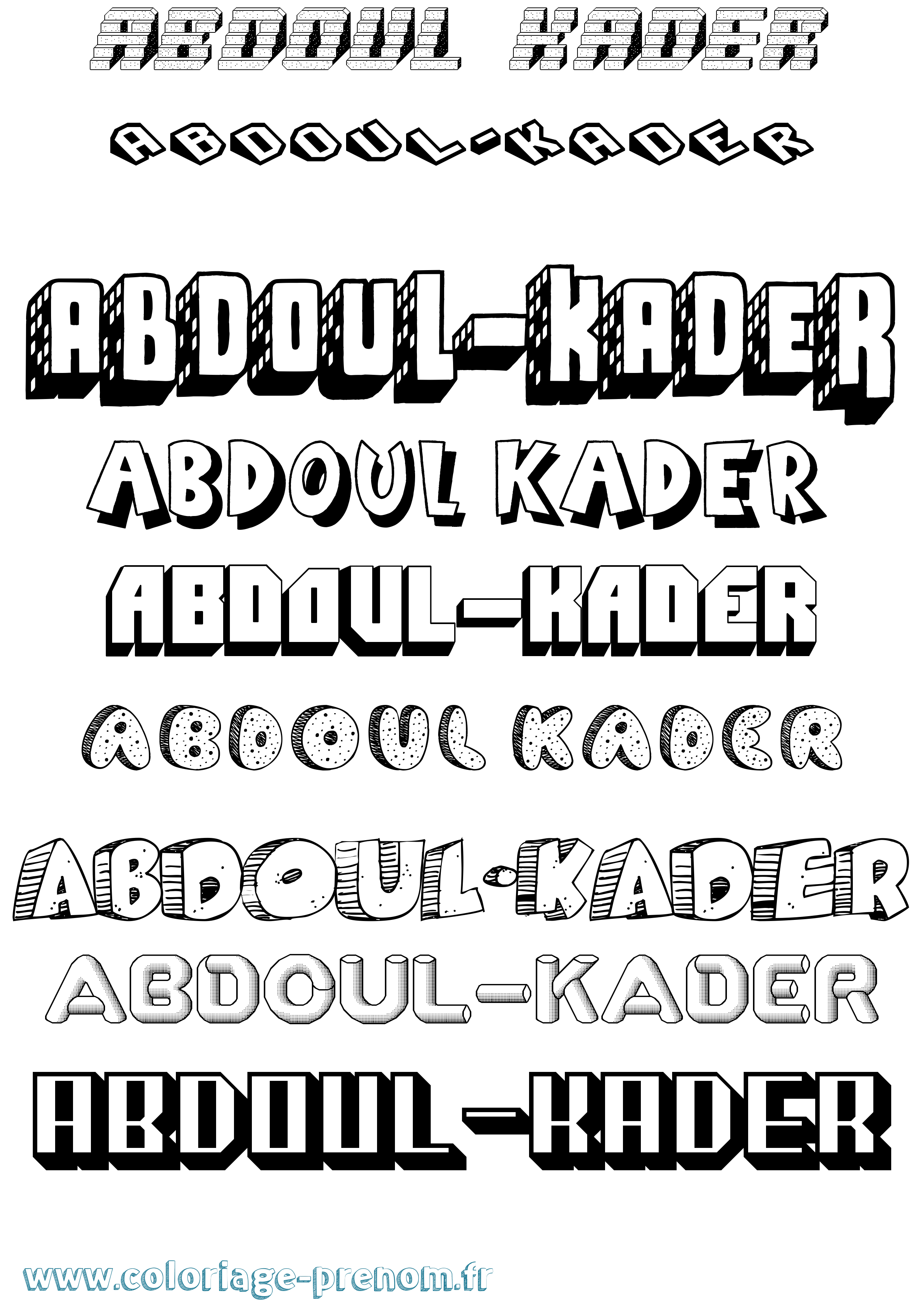 Coloriage Abdoul-Kader Effet 3D Coloriage prénom Abdoul-Kader Effet 3D