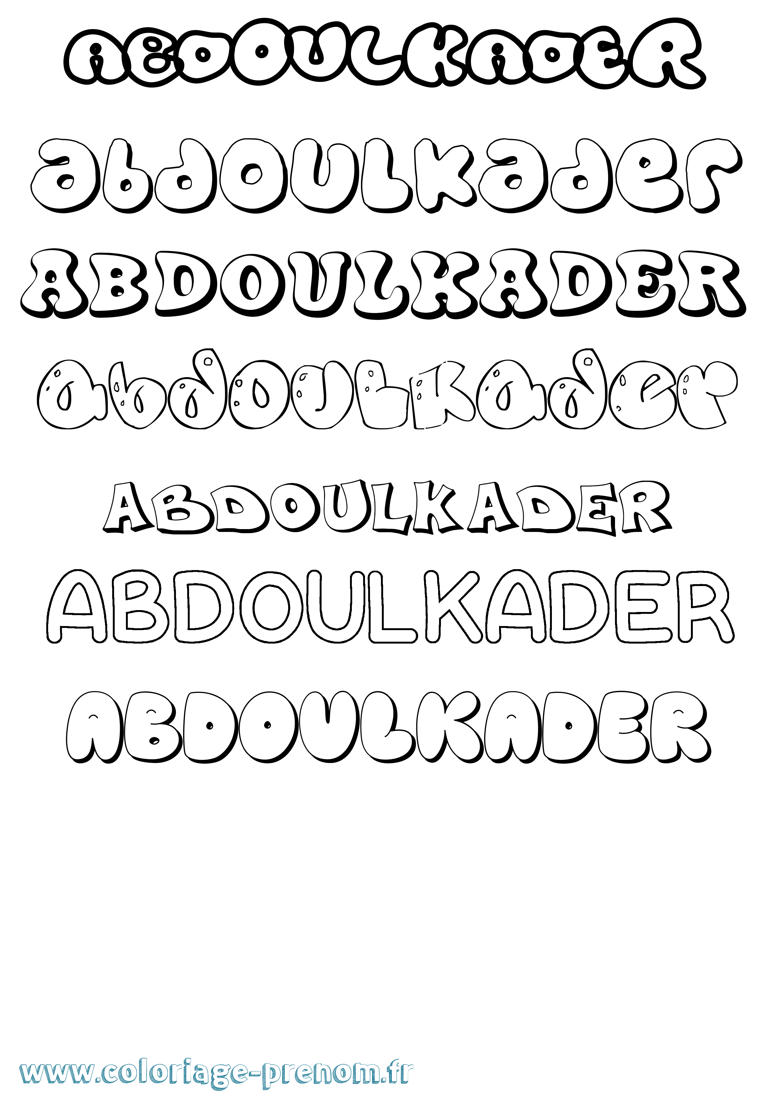 Coloriage Abdoulkader Bubble Coloriage prénom Abdoulkader Bubble