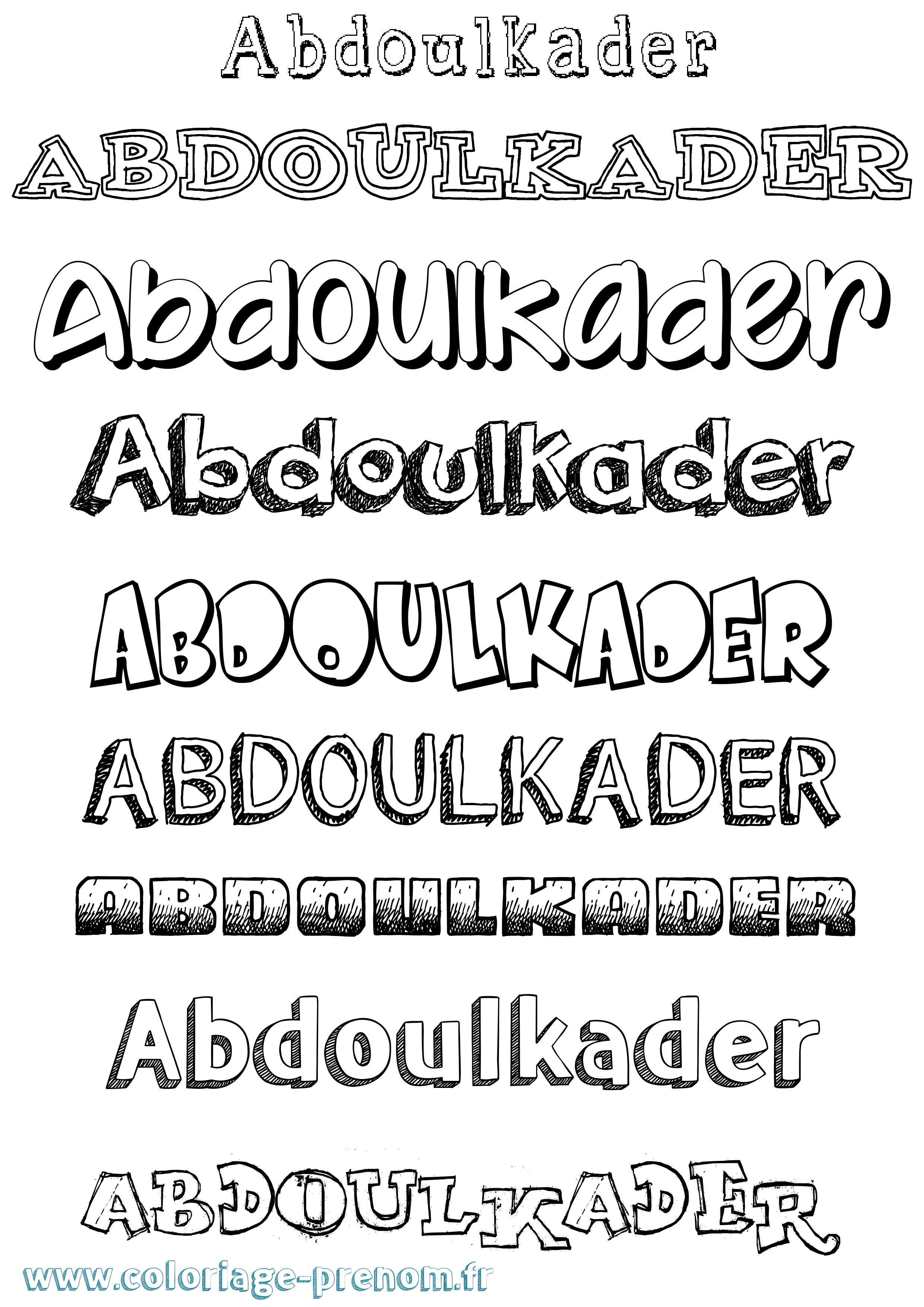Coloriage Abdoulkader Dessiné Coloriage prénom Abdoulkader Dessiné