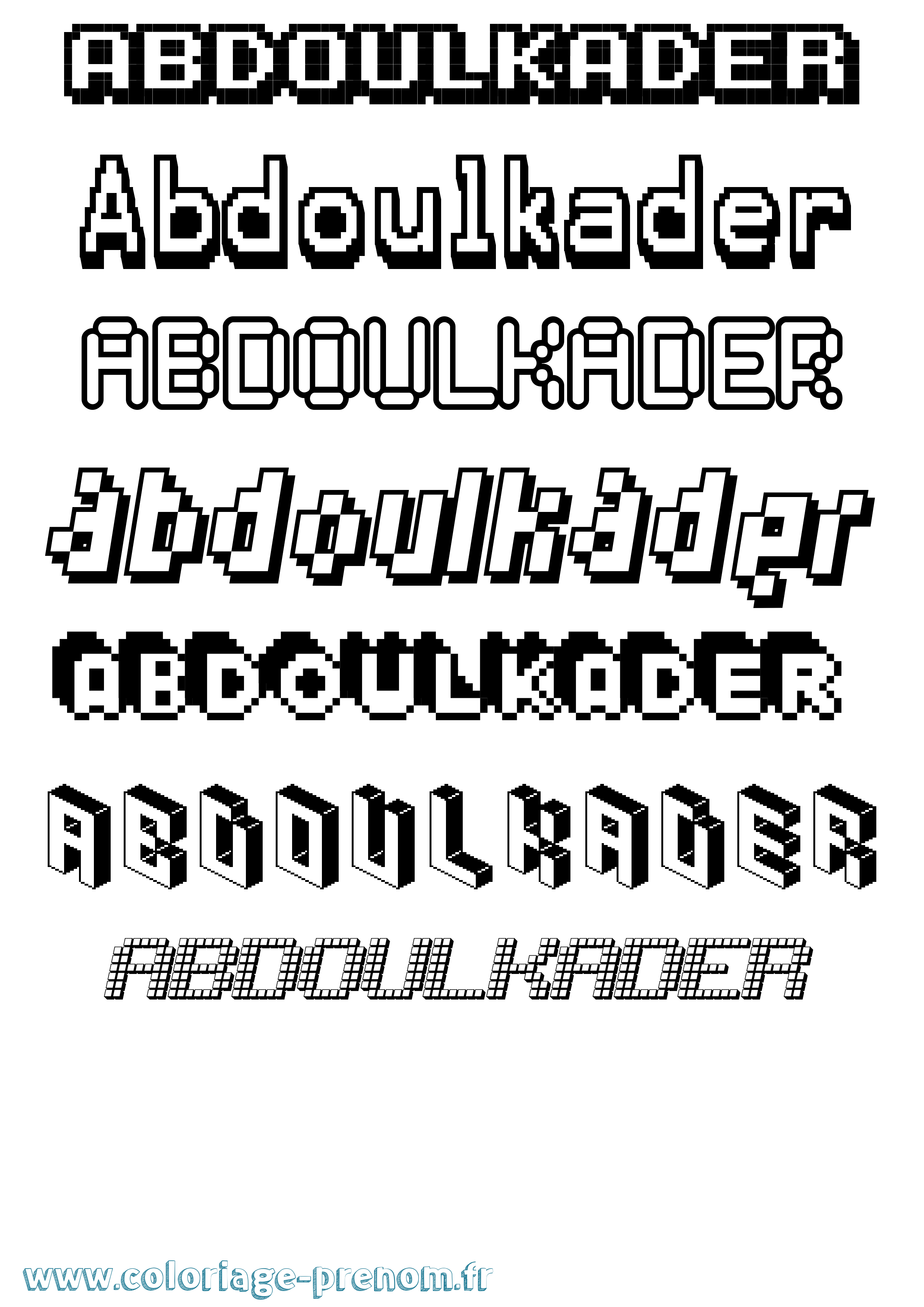 Coloriage Abdoulkader Pixel Coloriage prénom Abdoulkader Pixel