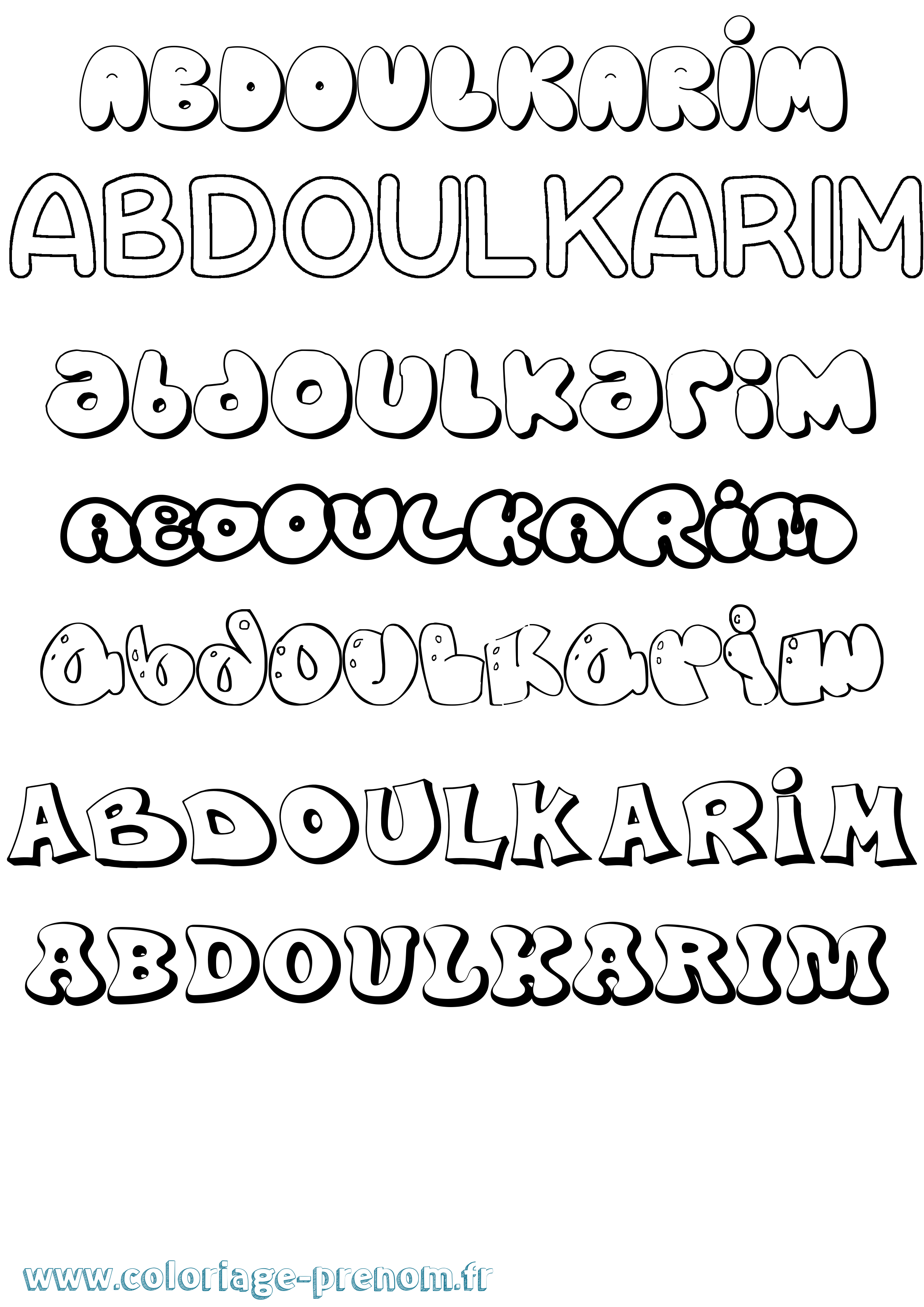 Coloriage Abdoulkarim Bubble Coloriage prénom Abdoulkarim Bubble