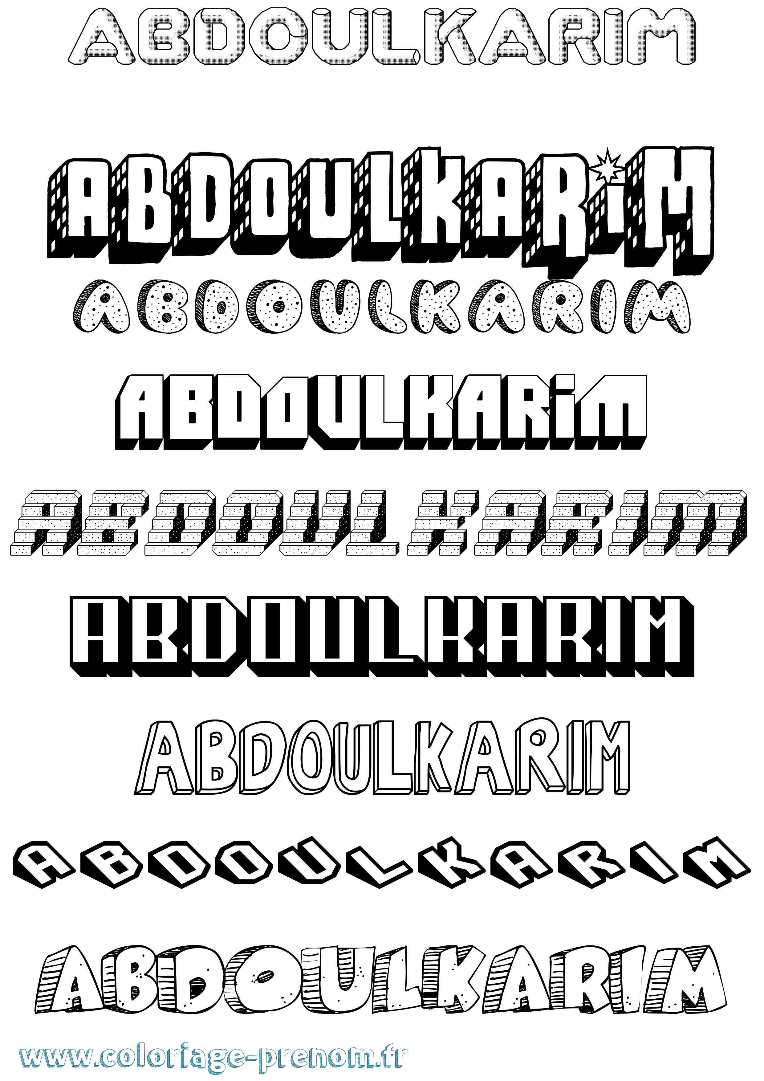 Coloriage Abdoulkarim Effet 3D Coloriage prénom Abdoulkarim Effet 3D